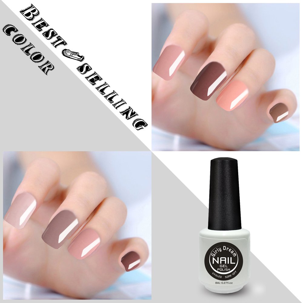 GirlyDream Gel Nail Polish Set - 6 Colors with Base & Top Coat, 36W Fast Curing LED Nail Lamp | Complete Manicure Kit for Beginners | At-Home Nail Art, Salon-Quality DIY Manicures