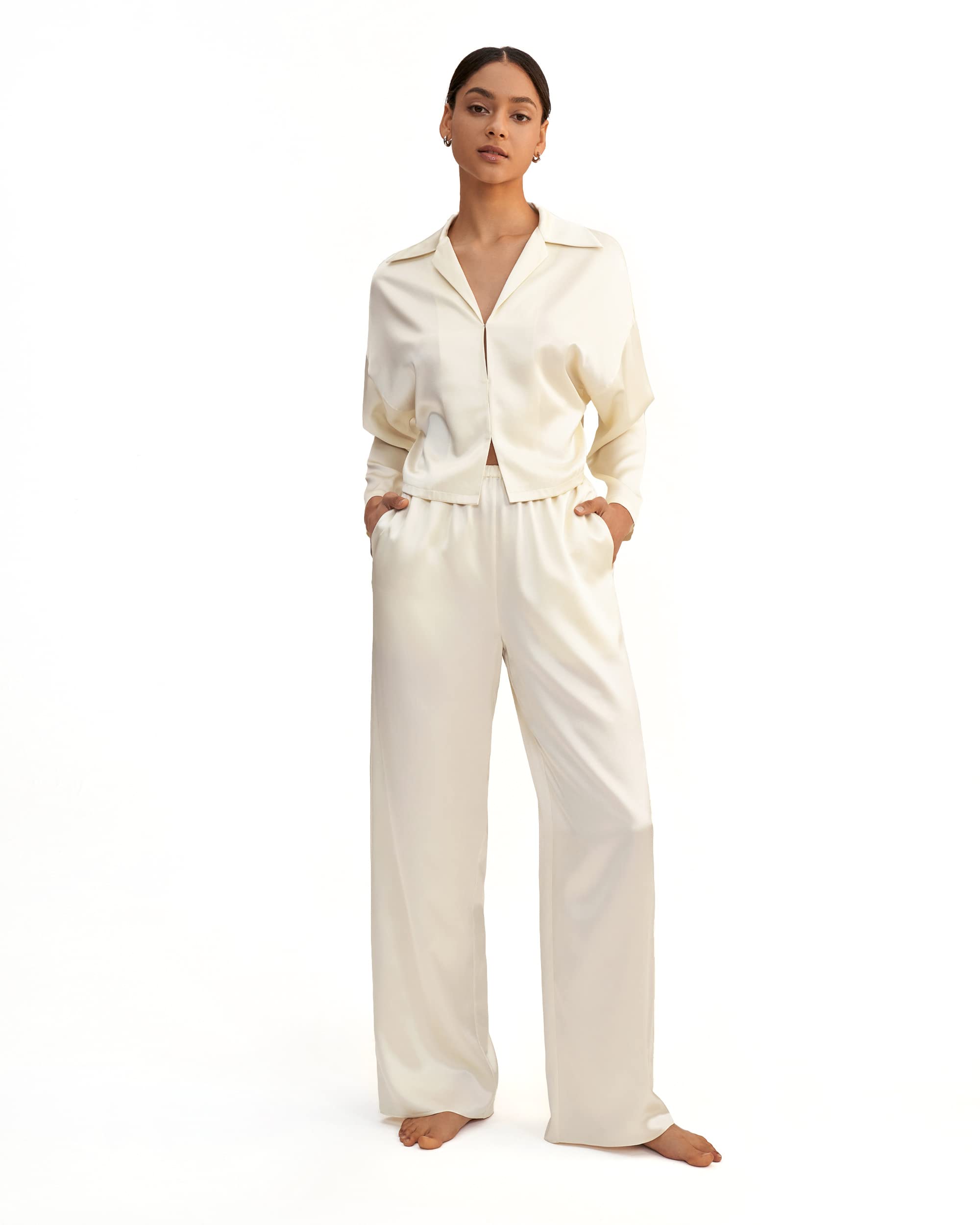 Luxury LilySilk 100% Pure Mulberry Silk Pajama Set for Women - Soft & Breathable 2-Piece Sleepwear - Perfect for Relaxing at Home, Spa Days & Gift Giving