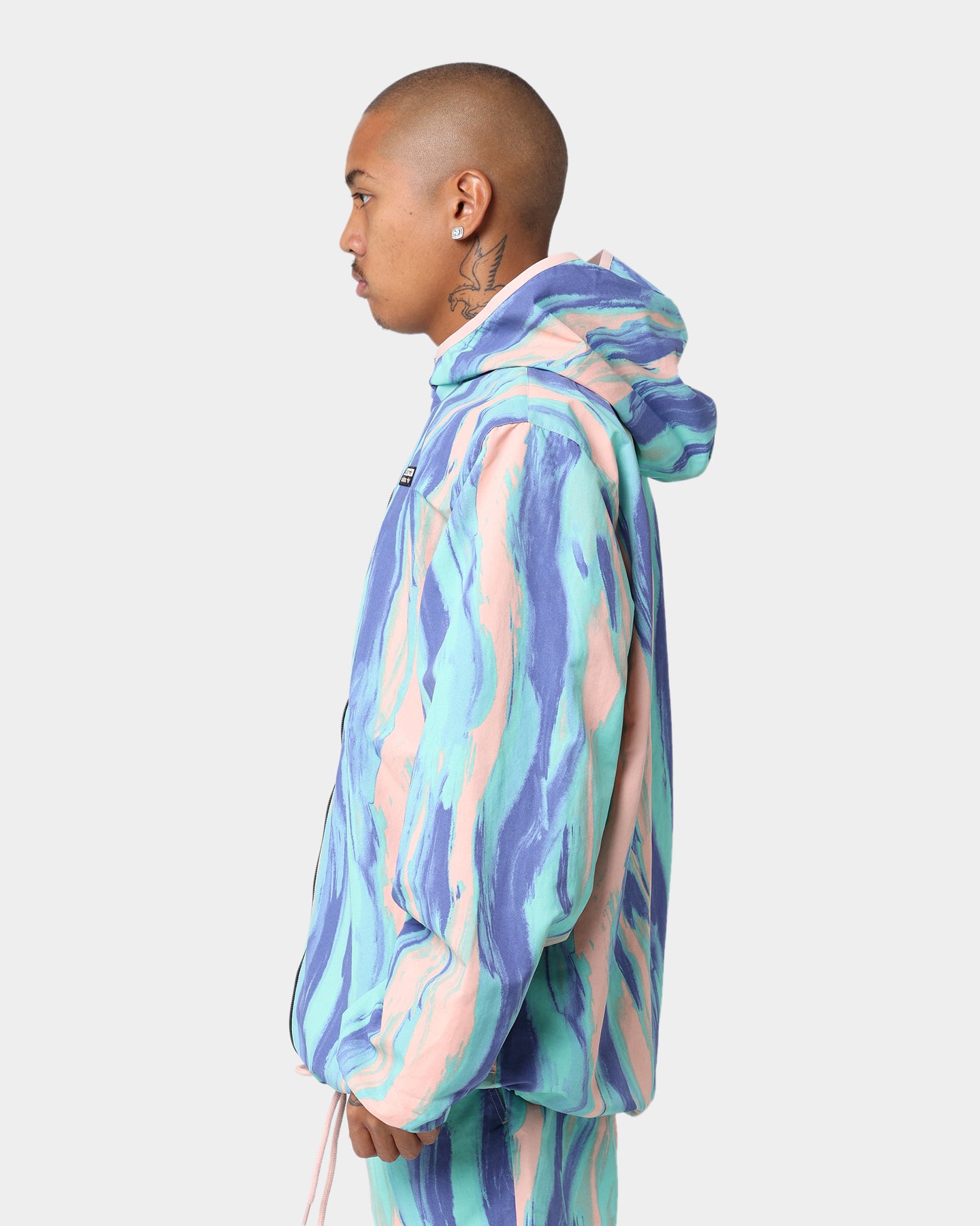 Adidas Marbled Paint Patrick Kyle Windbreaker Jacket - Vapor Pink & Multi-Color Lightweight Windbreaker for Running, Hiking & Outdoor Activities