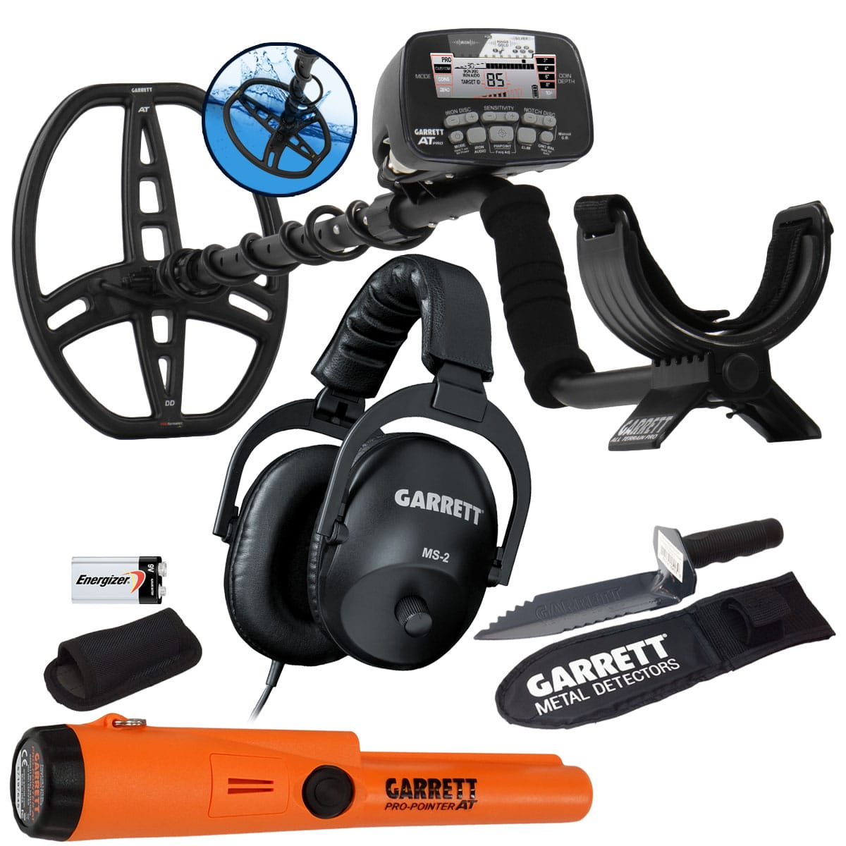 Garrett AT PRO Metal Detector with Pro Pointer AT Pinpointer & Edge Digger - Professional Waterproof Metal Detecting Kit for Treasure Hunting, Beach, Gold & Coin Detection