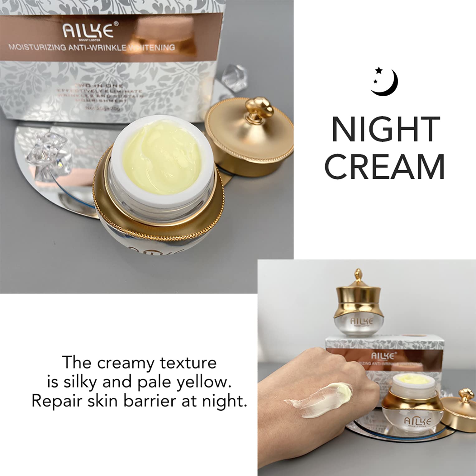 Brightening & Anti-Aging Face Cream with Hyaluronic Acid - Whitening, Freckle Removal, Wrinkle Reduction & Dark Spot Treatment - Non-Greasy Day & Night Moisturizer (20ml x 2) for Glowing Skin at Home or Travel