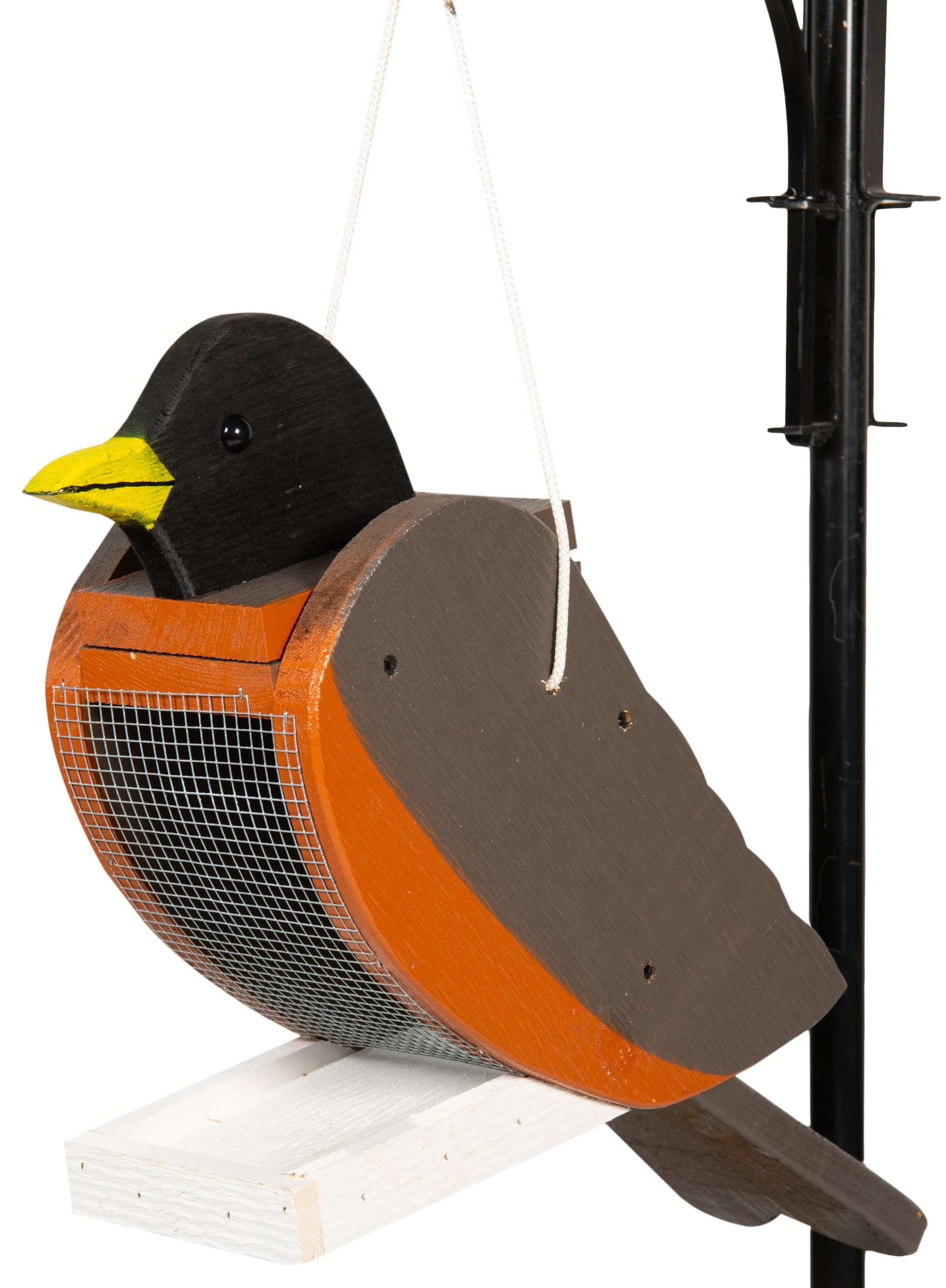 Wooden Robin Shaped Bird Feeder for Garden & Outdoor Decor - Handcrafted Birdhouse for Backyard Wildlife (USA Made)