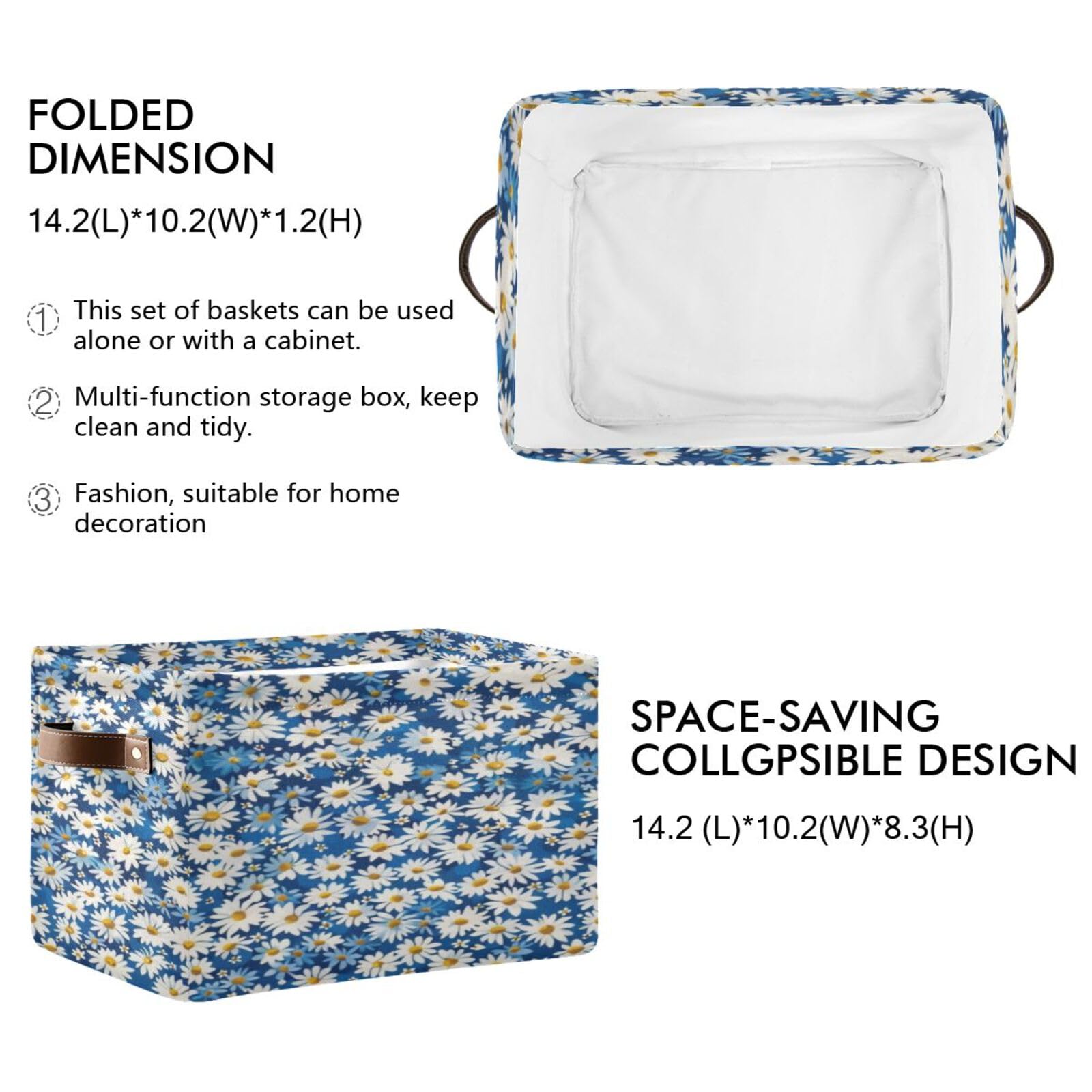 Large Fabric Storage Bins with Handles - Collapsible Closet Organizer Baskets for Shelves, Clothes & Toys | Decorative Home Storage Solutions for Bedroom, Nursery & Playroom Organization