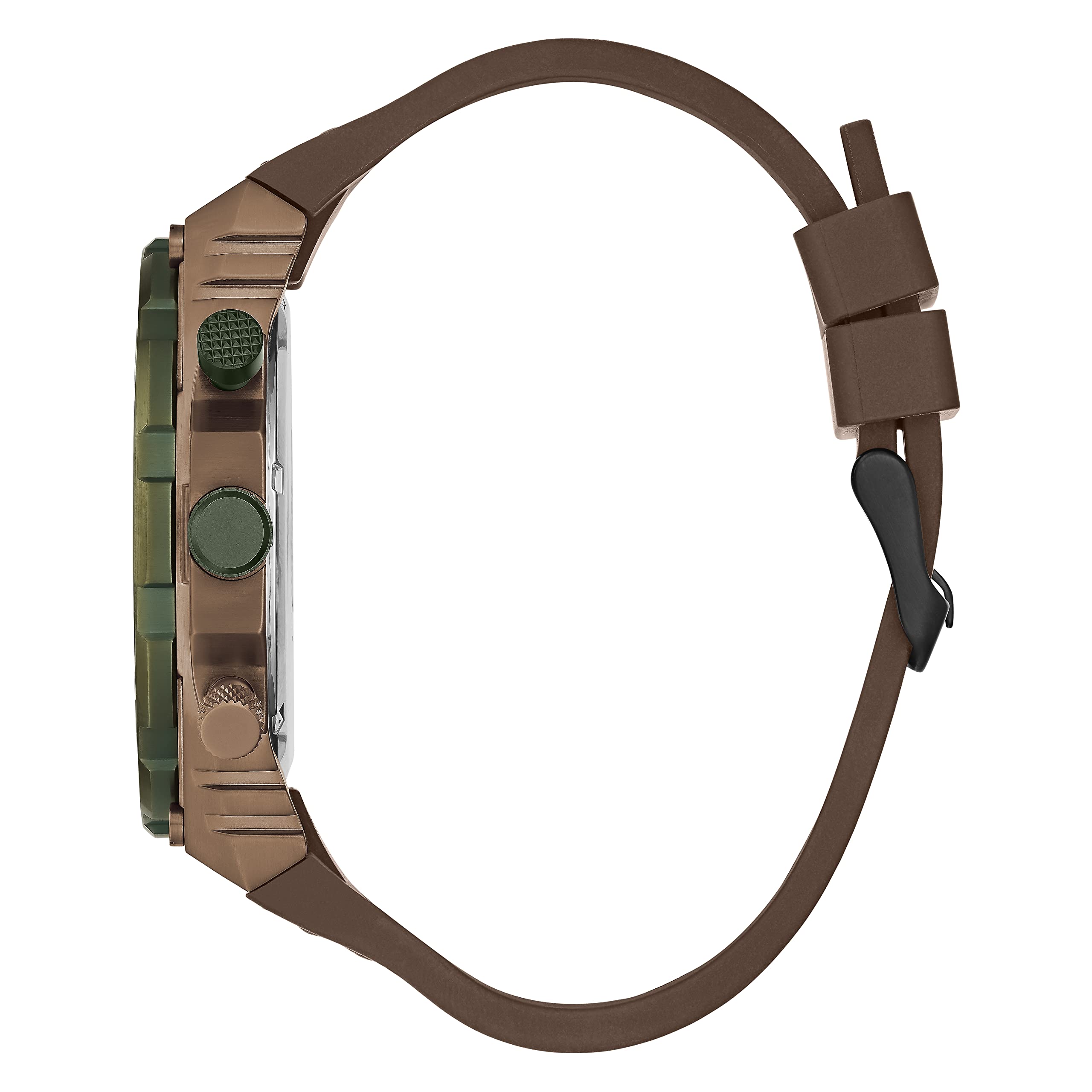 GUESS Brown Leather Strap Watch for Men - Adjustable Flex Band, Water Resistant, Casual & Dress Style - Perfect for Office, Date Night & Everyday Wear