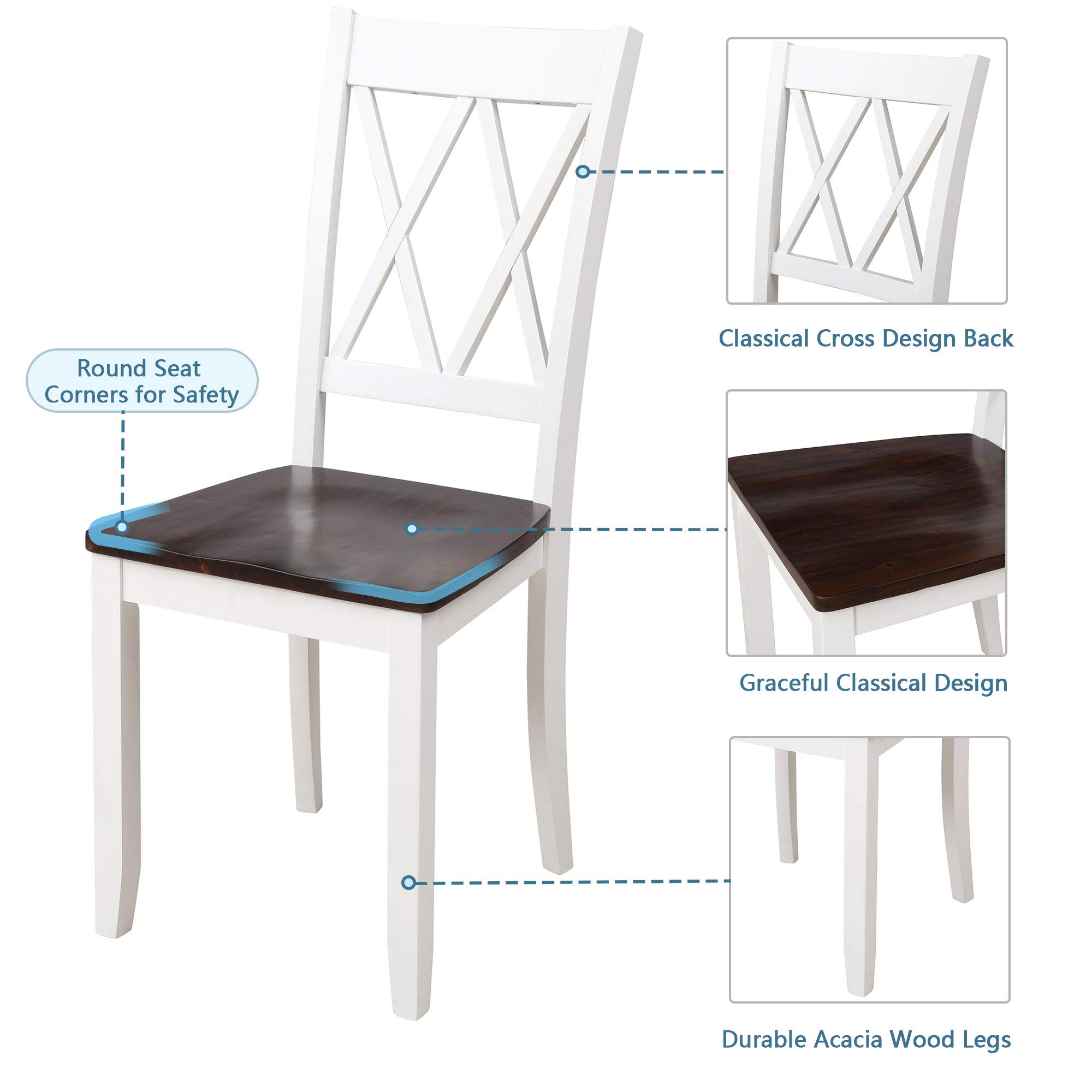 P PURLOVE 5-Piece Wooden Dining Table Set with 4 Chairs - Modern Kitchen & Dining Room Furniture for 4 People | Perfect for Small Spaces, Apartments, Family Meals & Entertaining Guests