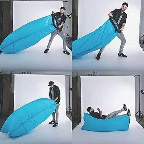 HaiChao Inflatable Lounger Sofa - Portable Air Chair & Camping Couch with Carry Bag - Lightweight Beach Bed for Outdoor, Garden, Poolside & Travel (Blue) | Perfect for Relaxing, Sunbathing & Picnics