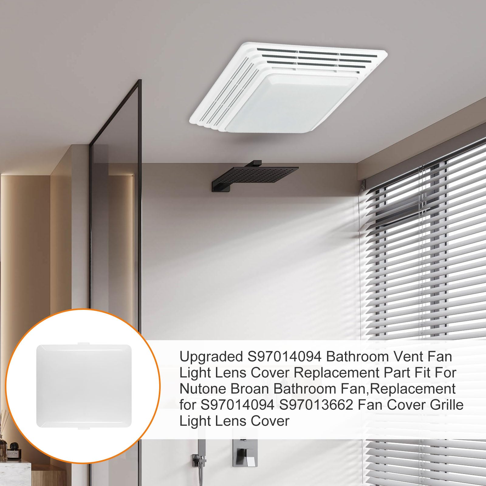 Nutone Broan Bathroom Vent Fan Light Lens Cover Replacement - Compatible with S97014094 & S97013662 - Durable Fan Cover Grille for Bathroom Exhaust Fans (1 Pack) - Perfect for Home Renovation & Ventilation Maintenance