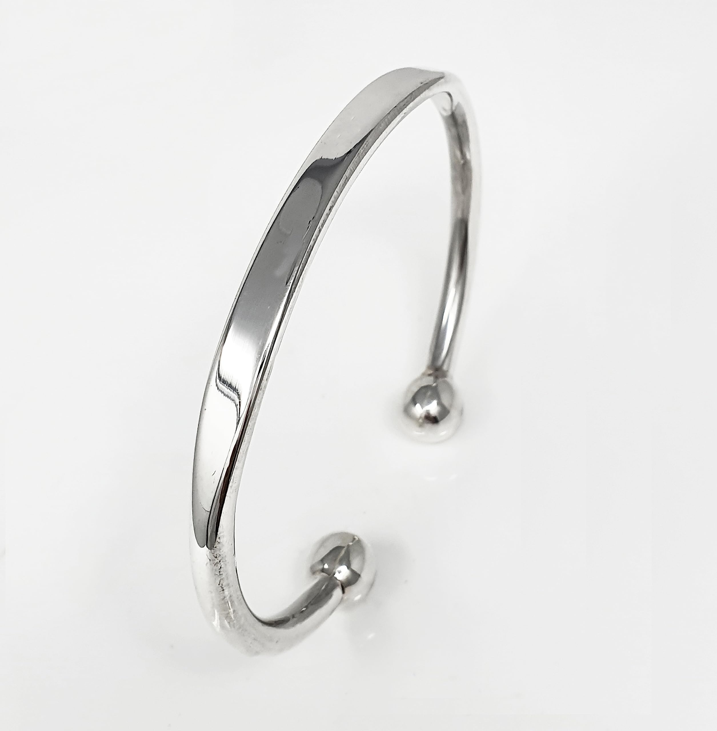 TreasureBay 925 Sterling Silver Torque Bangle Bracelet for Men - Solid Plain Silver Cuff Bracelet - Perfect for Gifts, Weddings & Everyday Wear