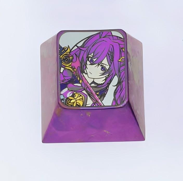 Keqing Anime Titanium Alloy Keycaps - 1U Custom Mechanical Keyboard Keycaps for Gaming & Typing - Perfect for Genshin Impact Fans & Keyboard Enthusiasts