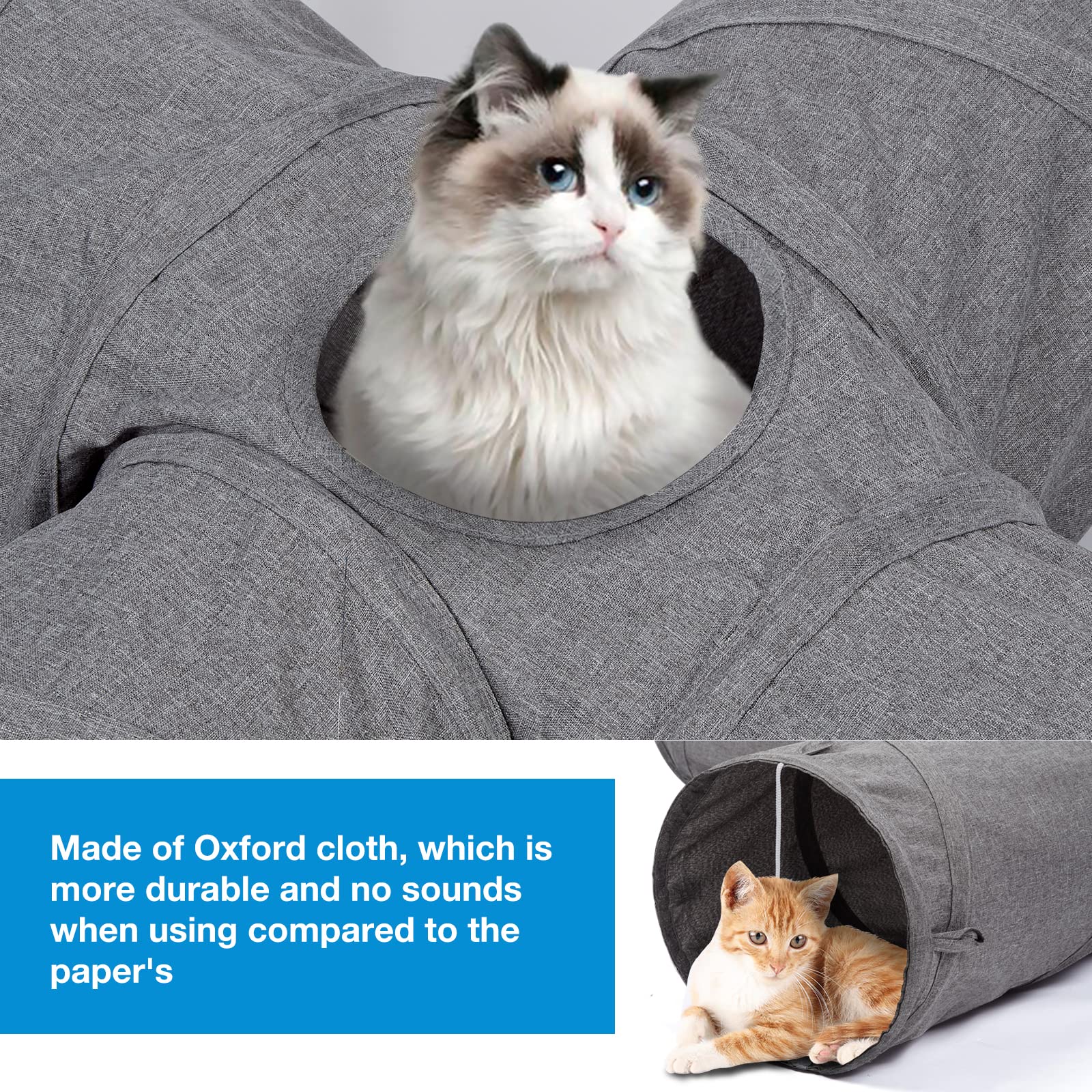 Ownpets Cactus-Shaped Cat Tunnel Toy - Durable Oxford Fabric Collapsible Pet Tube with Peek Holes & Wand for Indoor Cats | Interactive Play, Hideout & Exercise for Kittens
