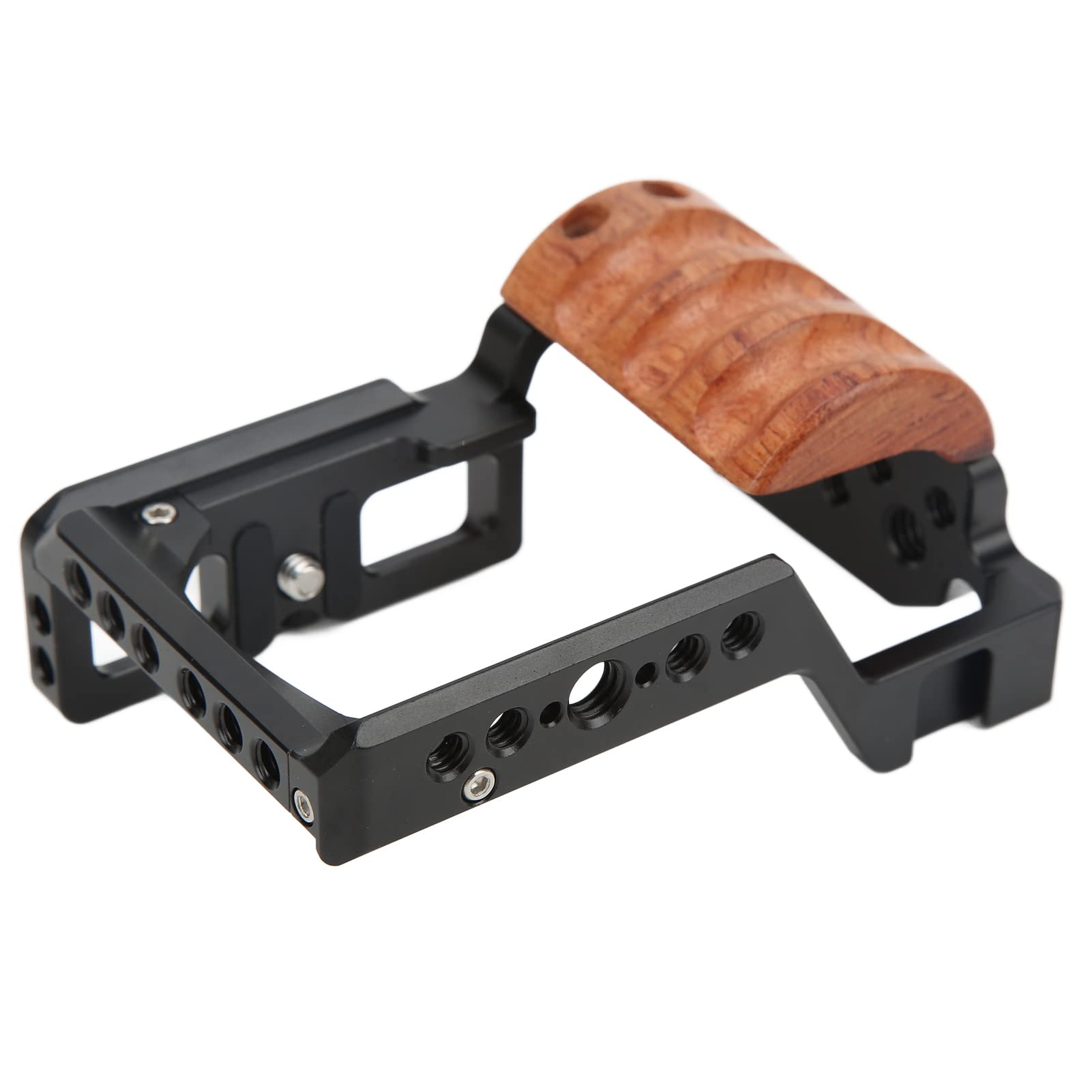 ZV E10 Camera Cage - Aluminum Alloy Video Rig with Wooden Handle | Professional DSLR Mount Bracket for Sony ZV-E10 | Perfect for Vlogging, YouTube Filming & Cinematic Shots