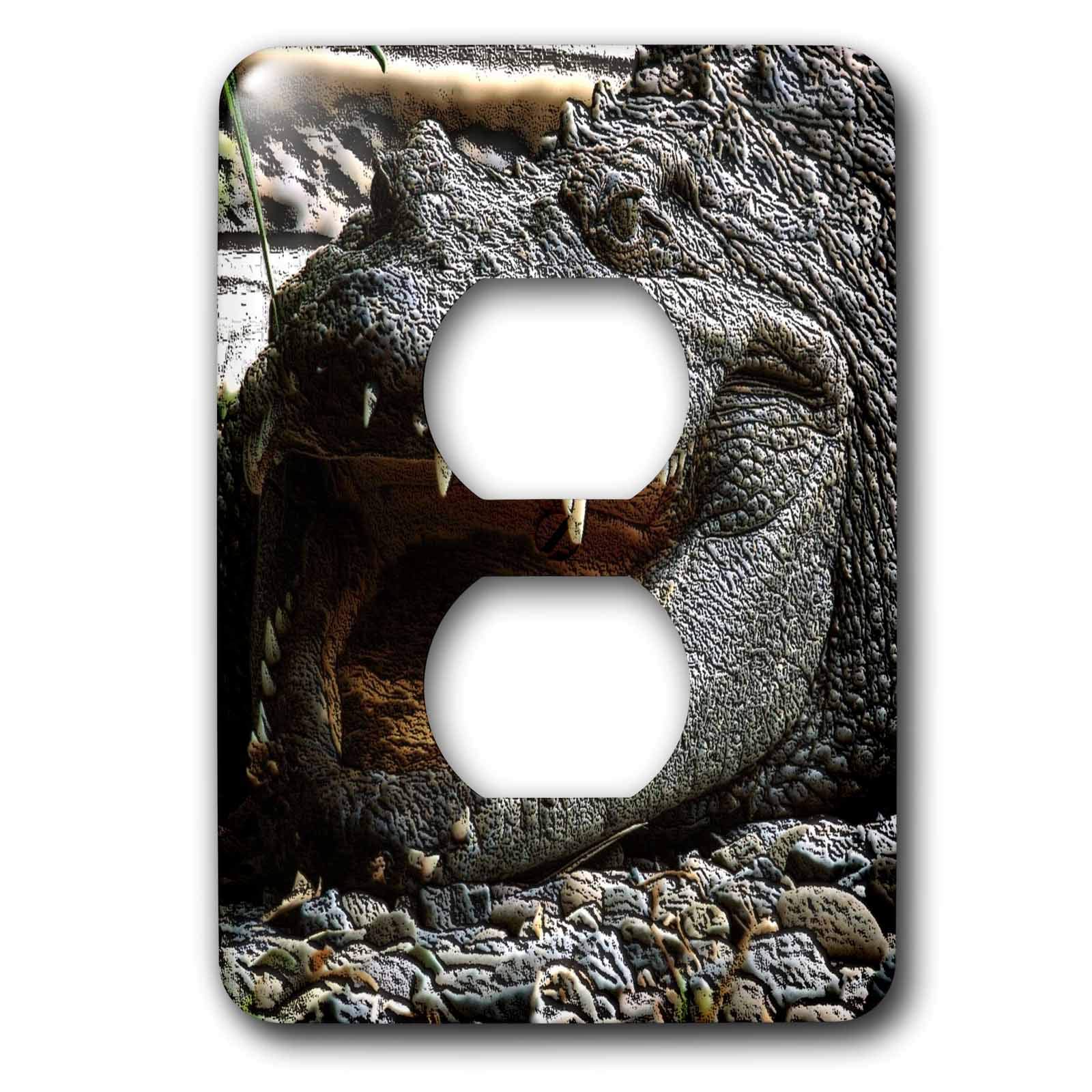 3D Rose LLC LSP_23426_6 Crocodile 2 Plug Outlet Cover - Safety Wall Plate Protector for Kids & Pets - Perfect for Nursery, Playroom & Home Decor