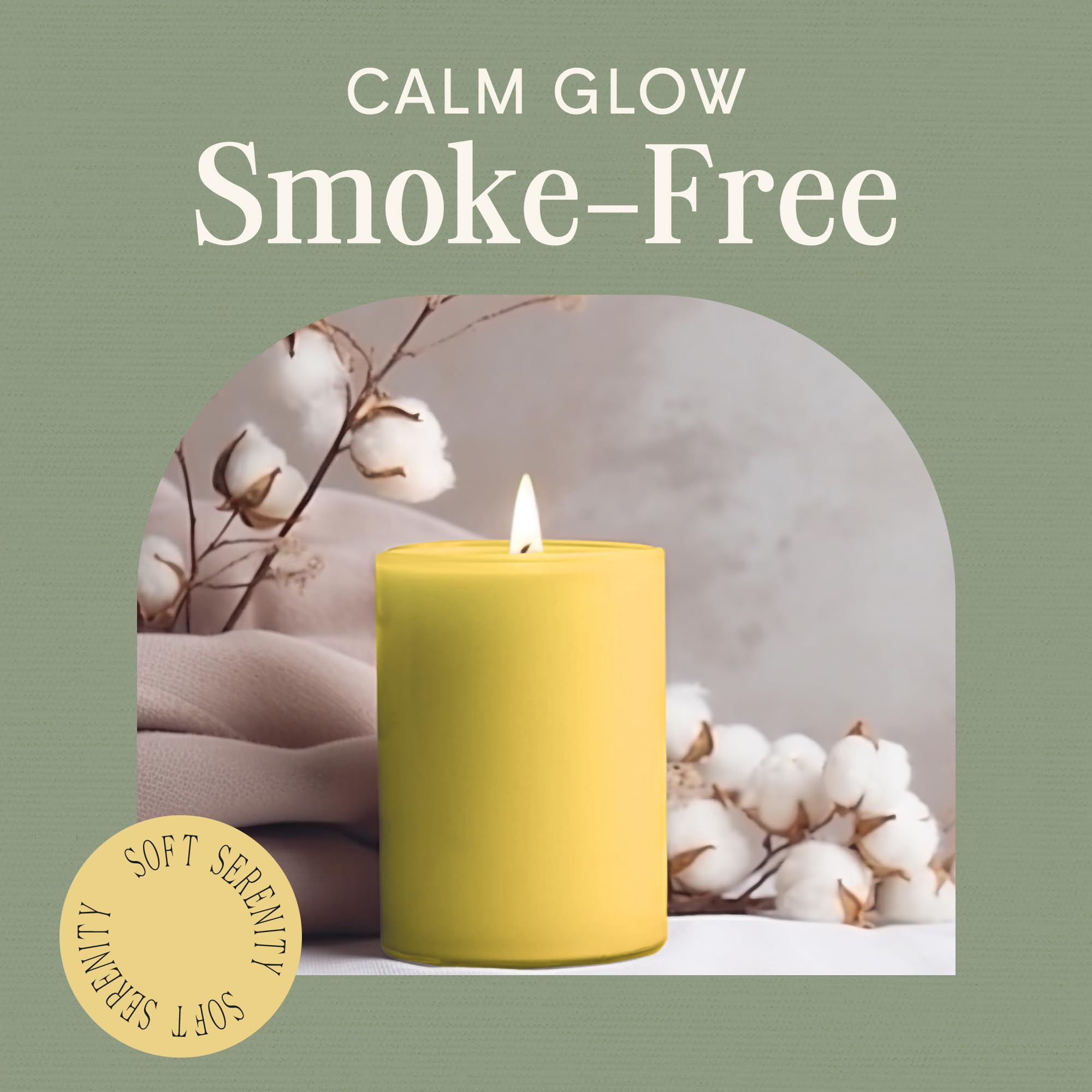 Premium Unscented Dripless Pillar Candles Set of 3 - 4x3 Inch Hand-Poured Yellow Candles for Home Decor, Weddings & Relaxation - 60 Hour Burn Time, Natural Soy Wax - Perfect for Centerpieces, Meditation & Romantic Ambiance
