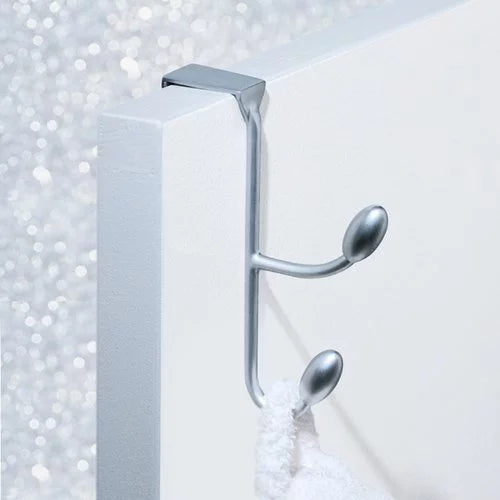 Orbinni Chrome Over Door Double Hook - Heavy Duty Hanging Hooks for Towels, Robes & Coats - Perfect for Bathroom, Bedroom & Closet Organization