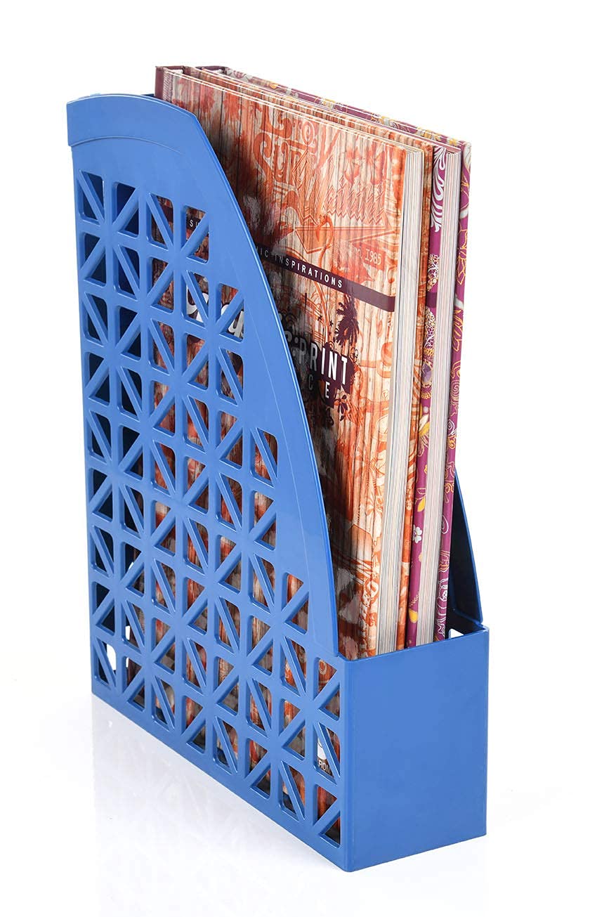 Mintra 2-Pack Plastic Desk Organizer & Magazine File Holder - Blue | Perfect for Office, Home, School & Workspace Organization