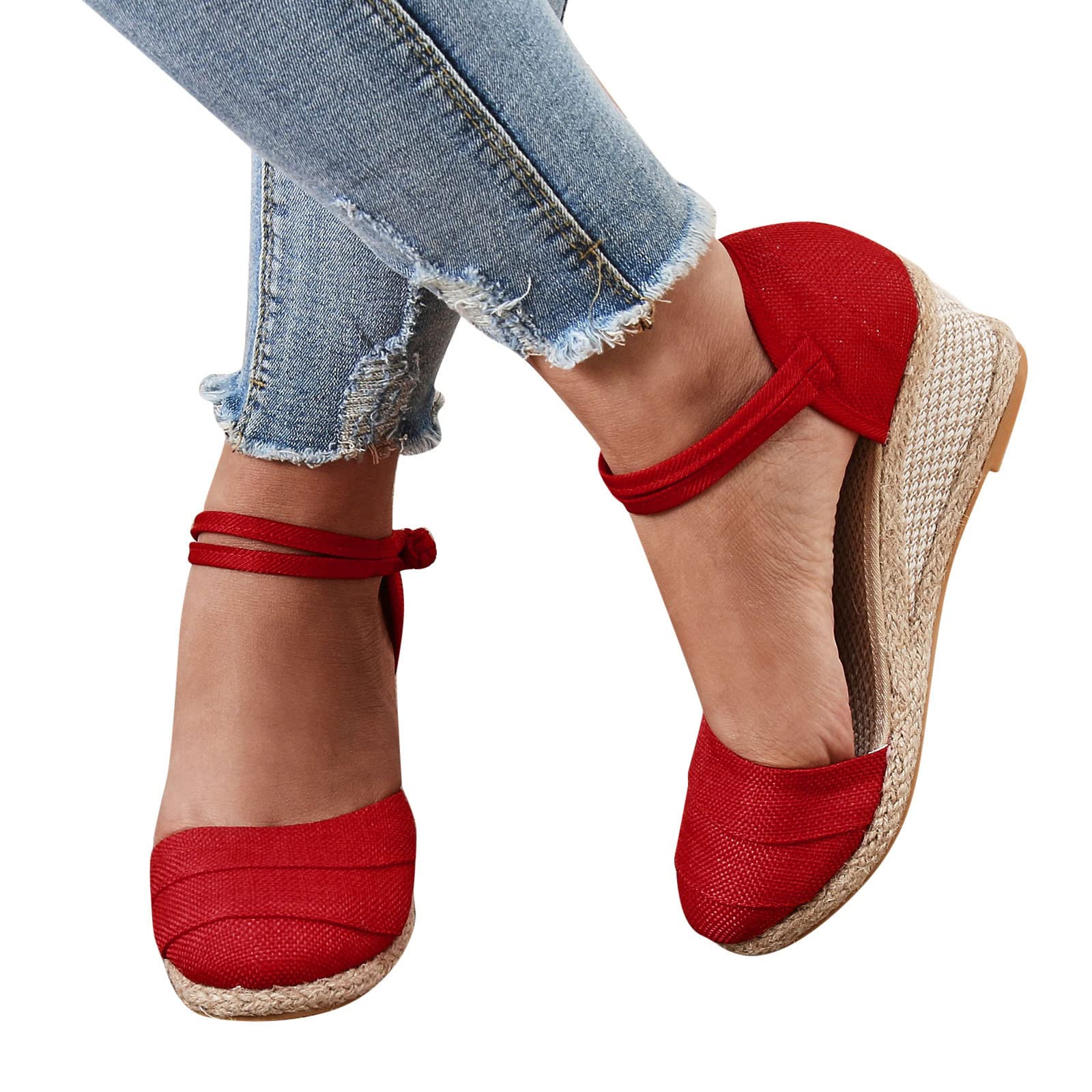 AMDBEL Women's Dressy Platform Sandals - Espadrille Wedge Heels with Ankle Strap | Comfortable Summer Shoes for Beach, Wedding & Casual Outings