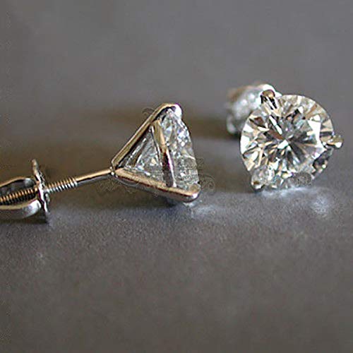 Hypoallergenic 925 Sterling Silver Round Diamond Stud Earrings for Women & Teens | 3 Prong Martini Screw Back | 6mm/7mm/8mm Sizes | Valentine's Day, Engagement & Jewelry Gifts | Perfect for Parties, Weddings & Everyday Wear