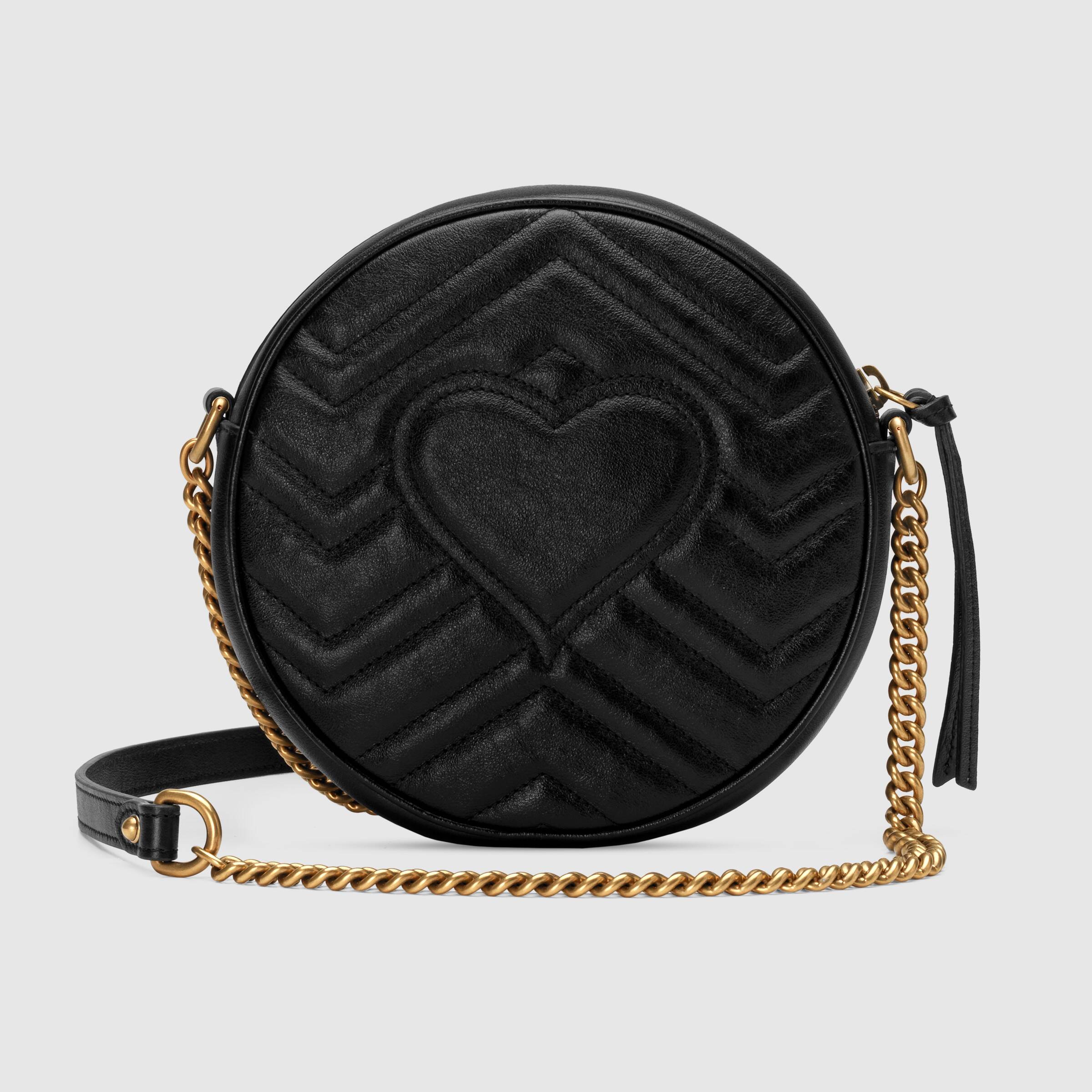 Gucci GG Marmont Mini Round Shoulder Bag for Women - Black Leather Crossbody Purse | Perfect for Date Night, Parties & Everyday Use