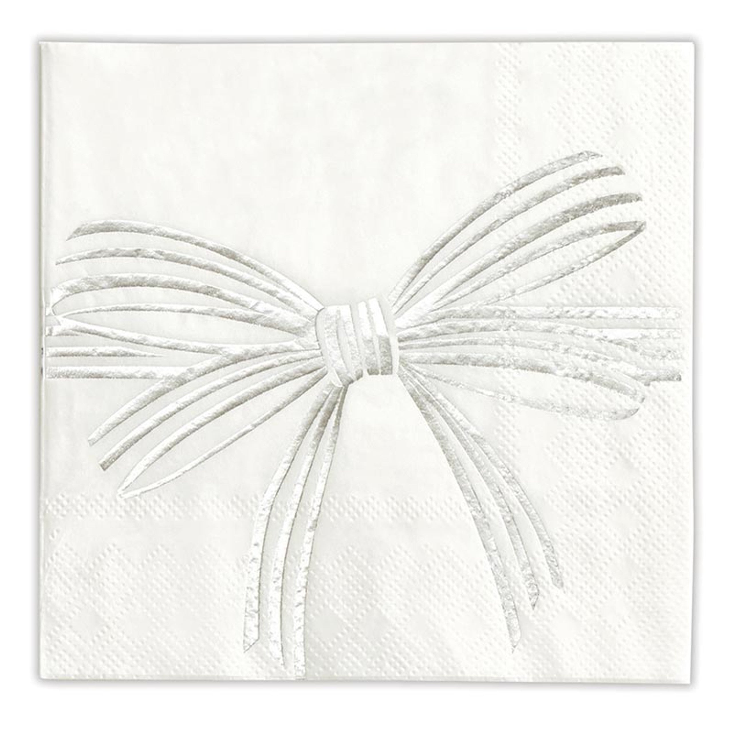 Elegant Metallic Bow Cocktail Napkins - Premium Disposable Party Napkins for Weddings, Bridal Showers & Special Events