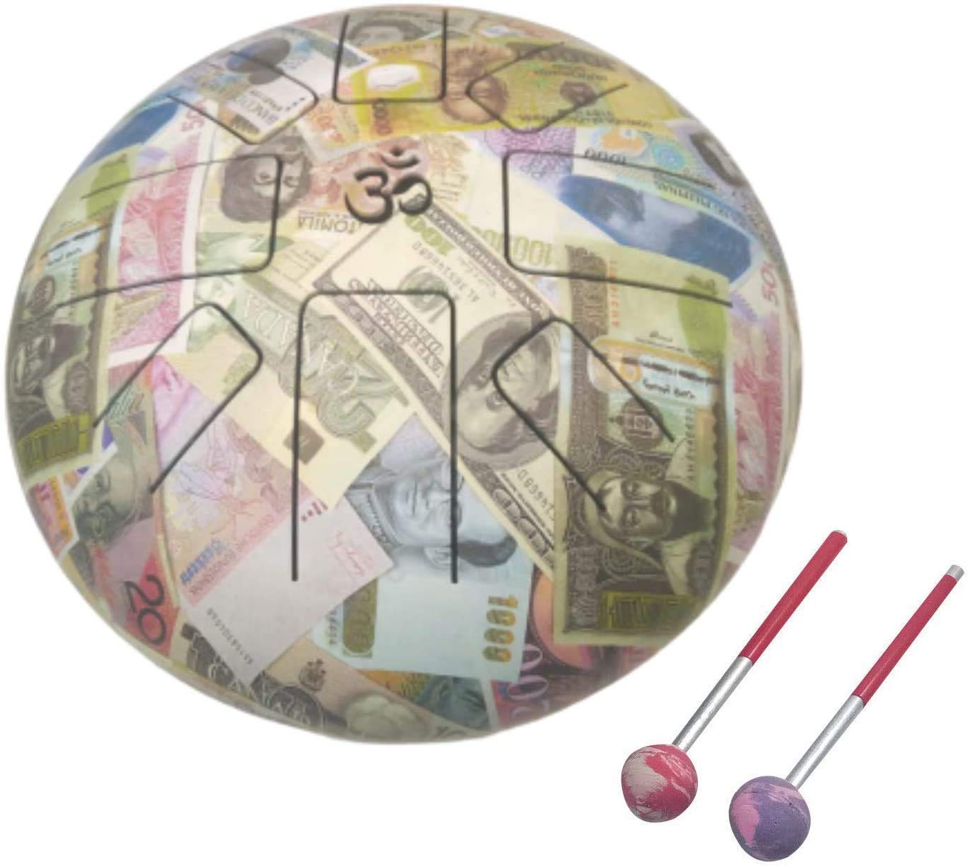 OM Tongue Drum 7 Inch - Steel Tank Drum Handpan Percussion Instrument with Bag & Mallets (Multicolor) - Perfect for Meditation, Yoga, Music Therapy & Relaxation