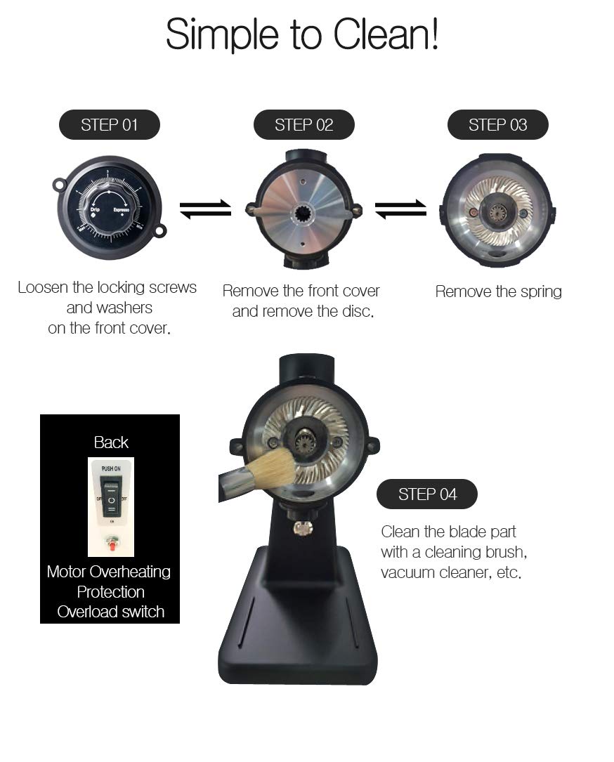 Urbanic 080 Electric Coffee Grinder - 60mm Titanium Flat Burr, 100-Step Precision Grind, 110-220V (White) | Perfect for Espresso, French Press & Pour Over | Made in Korea