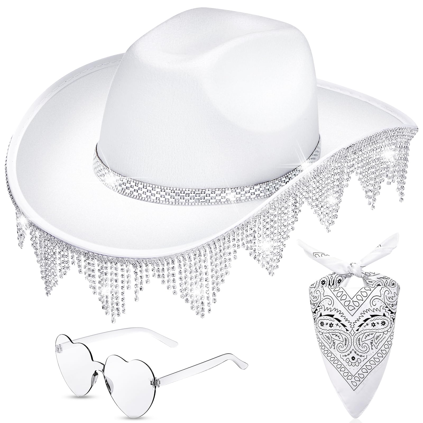 Sparkling Rhinestone Cowboy Hat for Men & Women - Glitter Cowgirl Hat for Halloween, Concerts, Cosplay & Parties | Western Costume Accessory for Country Music Festivals, Rodeo Events & Themed Outfits
