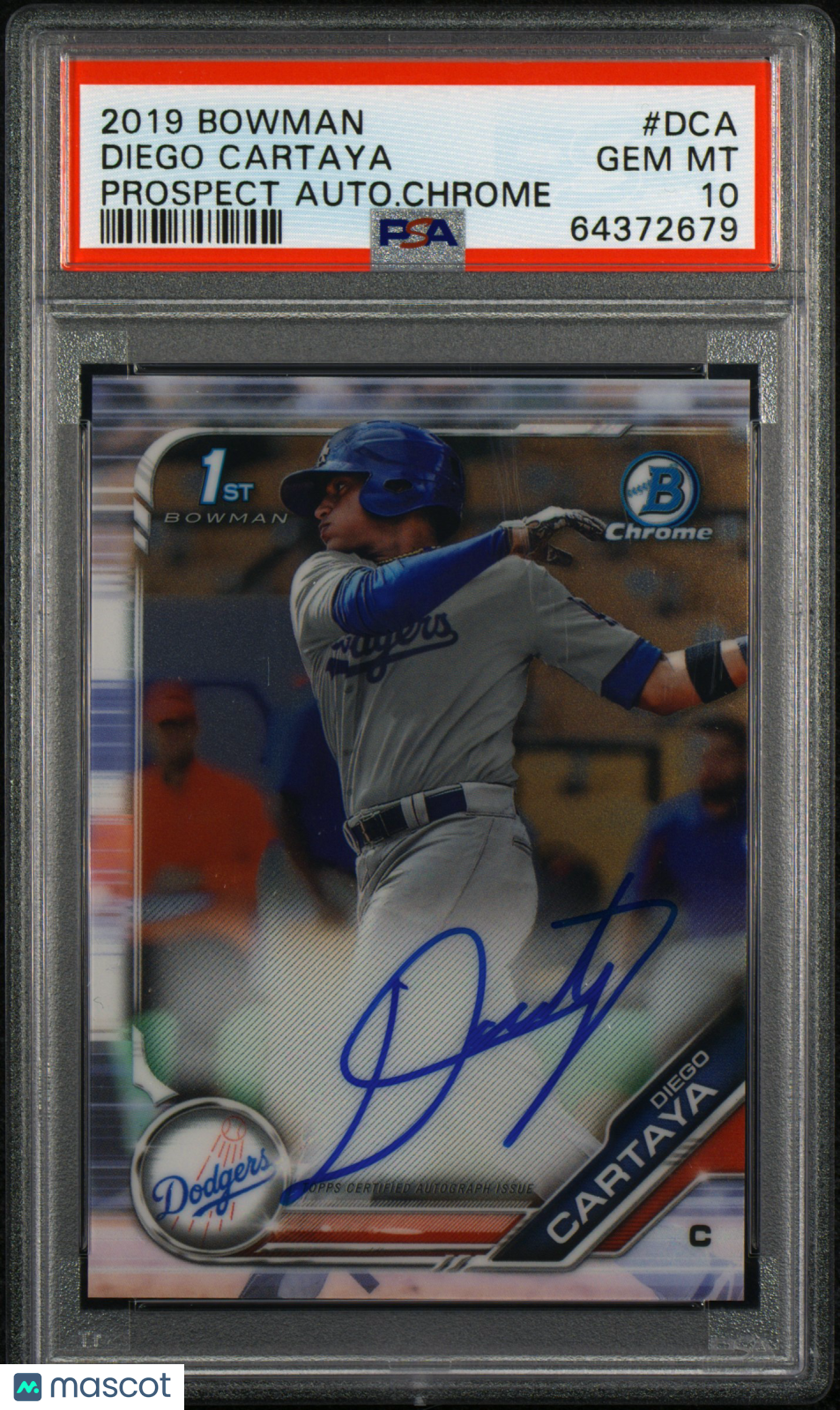 2019 Bowman Chrome Diego Cartaya Autograph Chrome #DCA PSA 10 Gem Mint - Rare Baseball Trading Card for Collectors & Investors - Perfect for Display, Trading, and Sports Memorabilia Collections