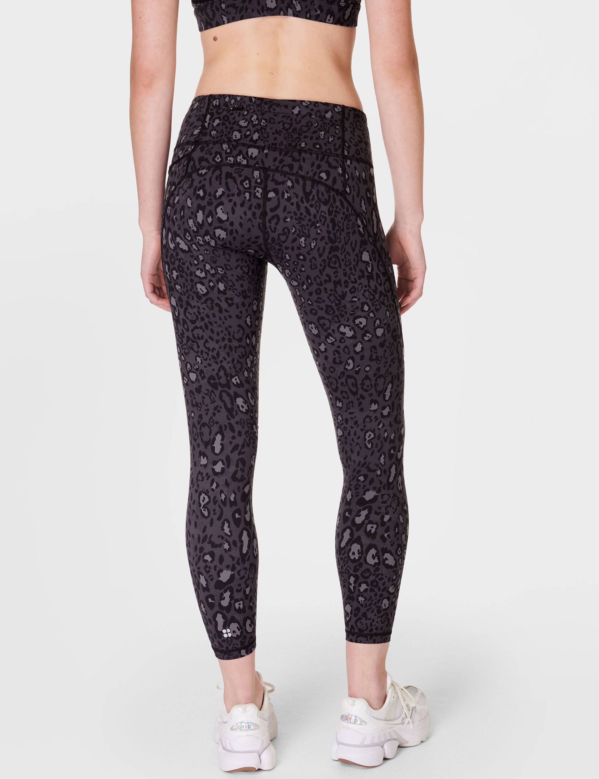 Power 7/8 Gym Leggings - Black Luxe Leopard Print High Waist Workout Tights for Women | Yoga, Running & Fitness Training