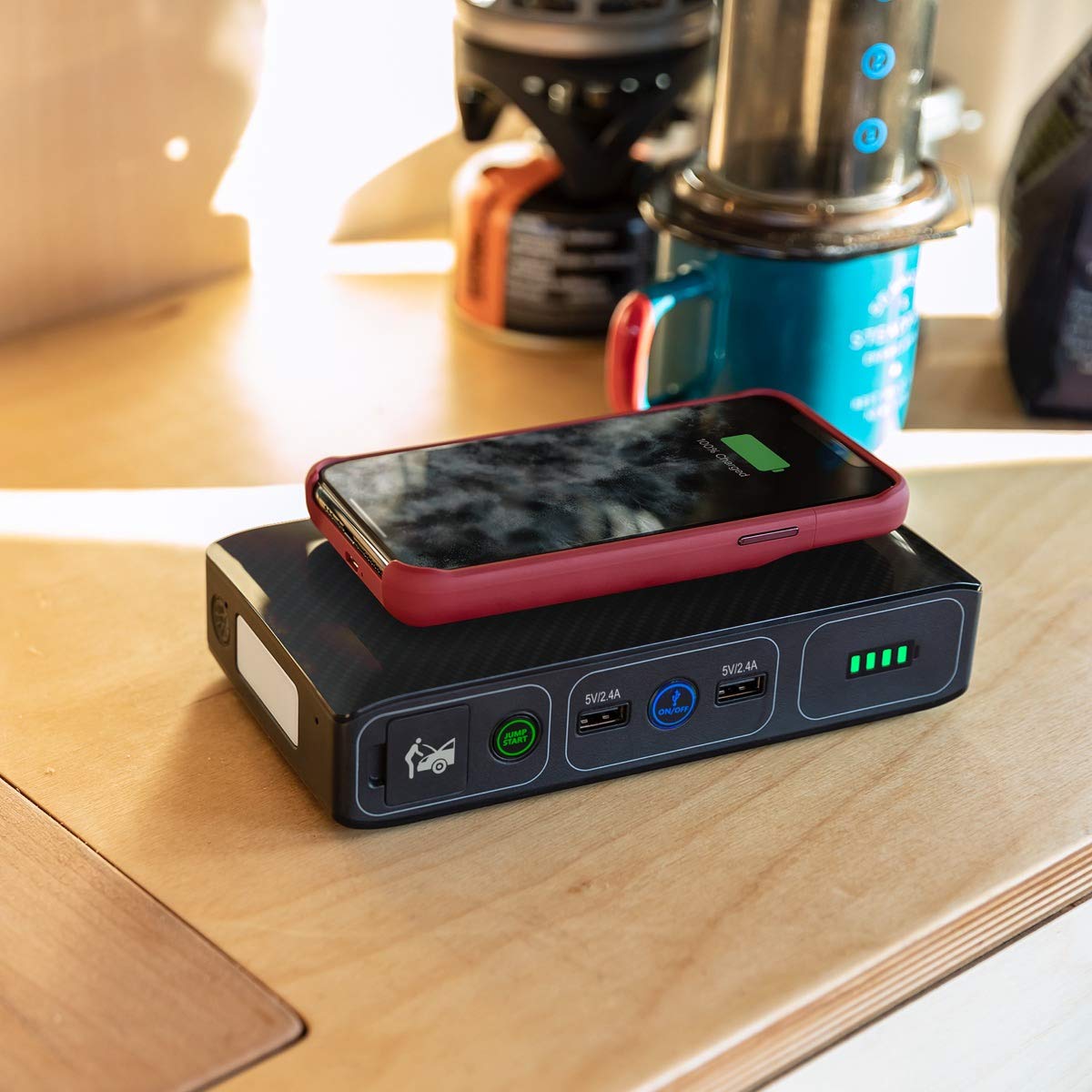 HALO Bolt 44400mWh Portable Laptop Power Bank & Phone Charger with AC Outlet, Car Jump Starter - Rose Gold | Perfect for Travel, Emergency Power & Outdoor Adventures