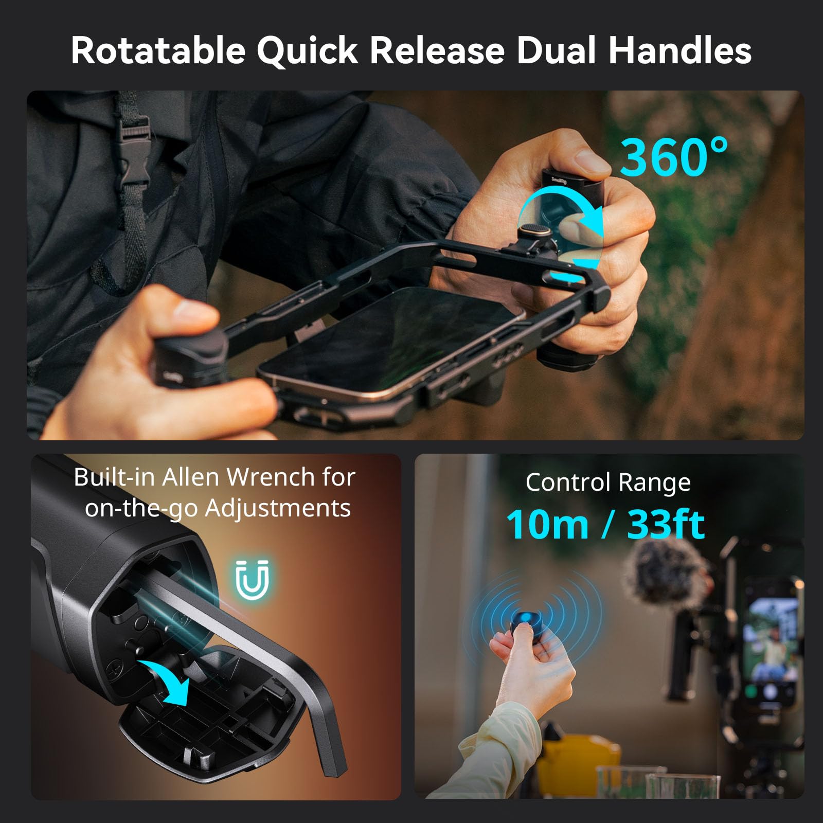 SmallRig Universal Quick Release Phone Video Rig Kit Pro - Phone Stabilizer with LED Light, Microphone, QR Tripod, Dual Handles & Power Bank Holder for Content Creators, Live Streaming, Vlogging & YouTube Videos (Model 4704)