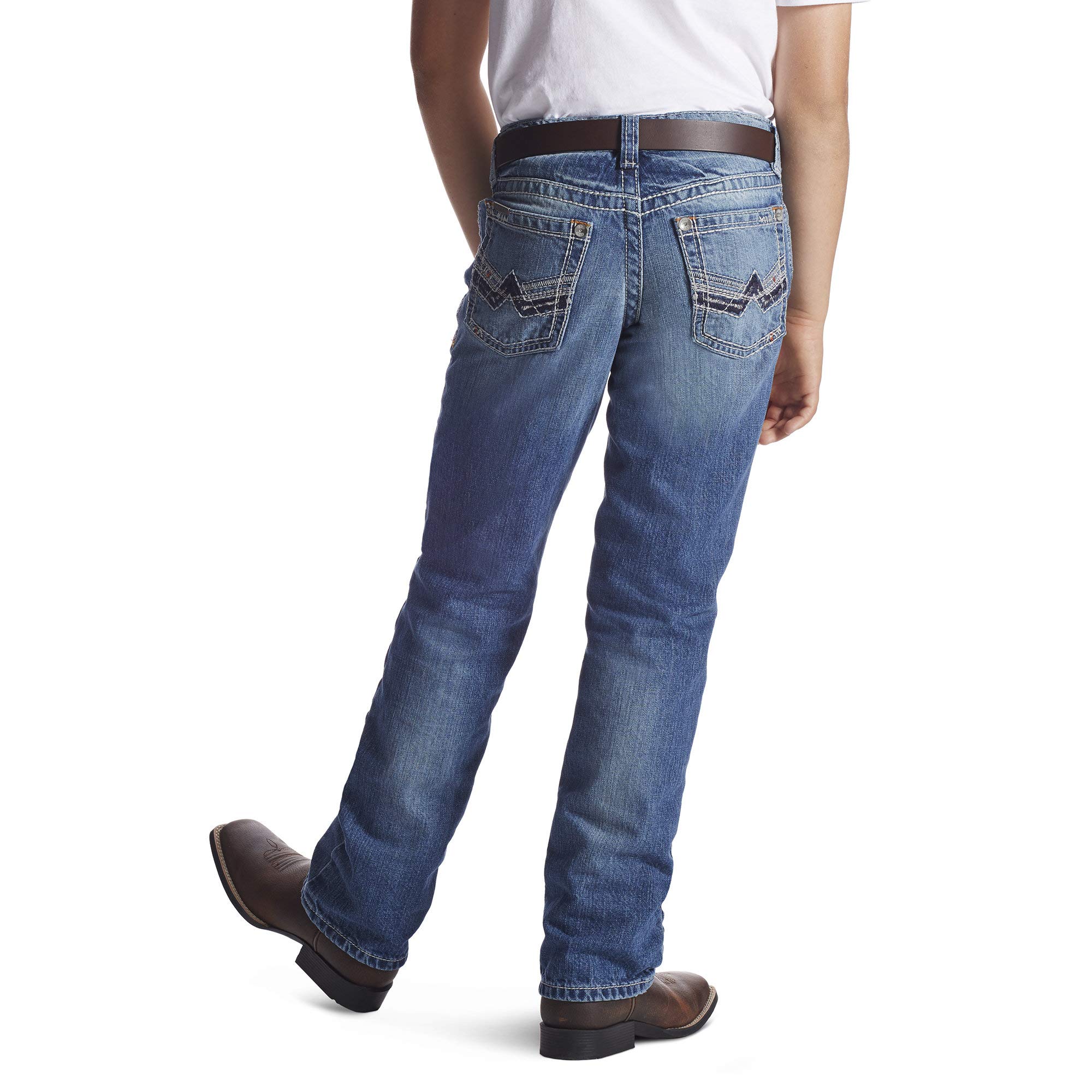 Ariat Boys' B5 Slim Charger Stackable Straight Leg Jeans - Durable Denim Pants for School, Play & Everyday Wear
