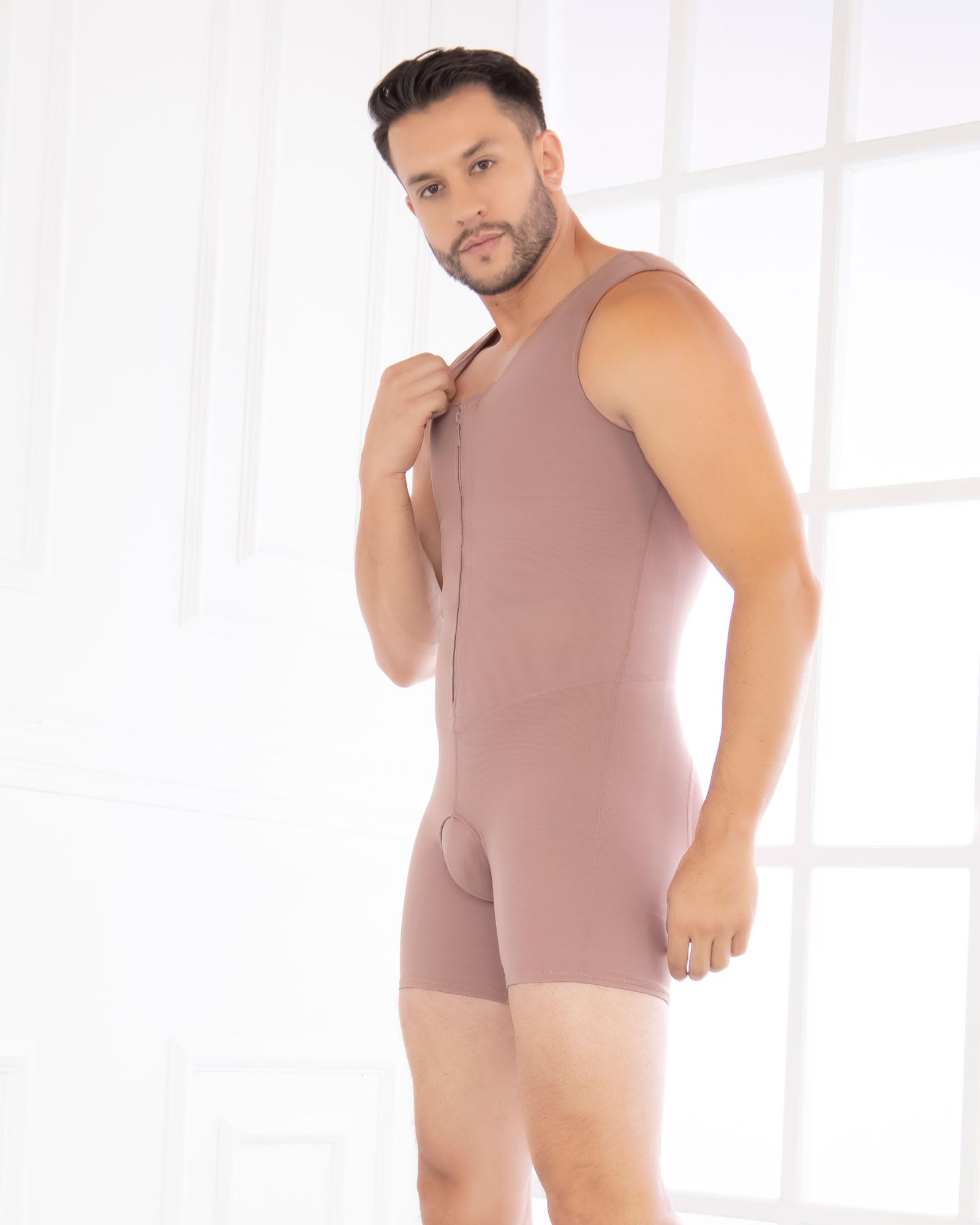D'PRADA Colombian High Compression Shapewear for Men - Slimming Waist Trainer with Front Zipper | Post-Surgery, Workout & Everyday Use