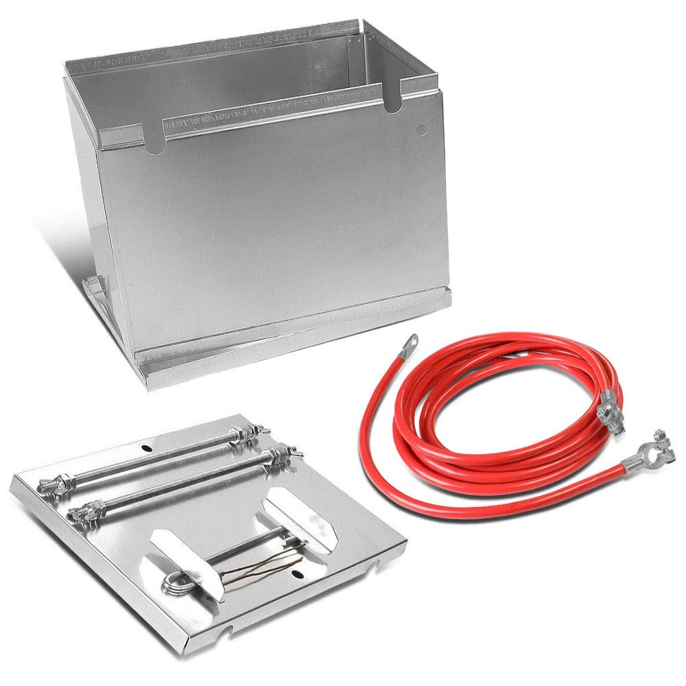 Aluminum Semi-Polished Battery Box Relocation Kit - Universal Fit for Car, Truck & Off-Road Vehicles - Perfect for Engine Bay & Underbody Installation