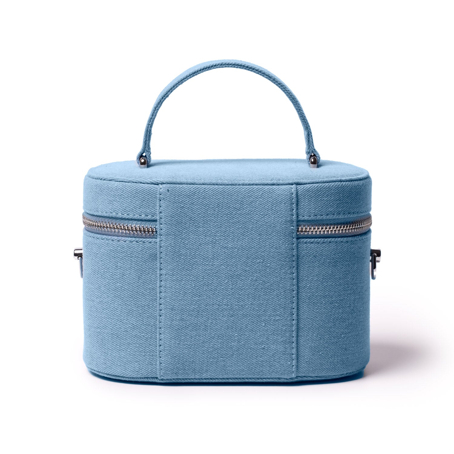 Large Denim Silver Vanity Bag for Women - Stylish Makeup & Travel Organizer - Perfect for Daily Use, Parties & Vacations
