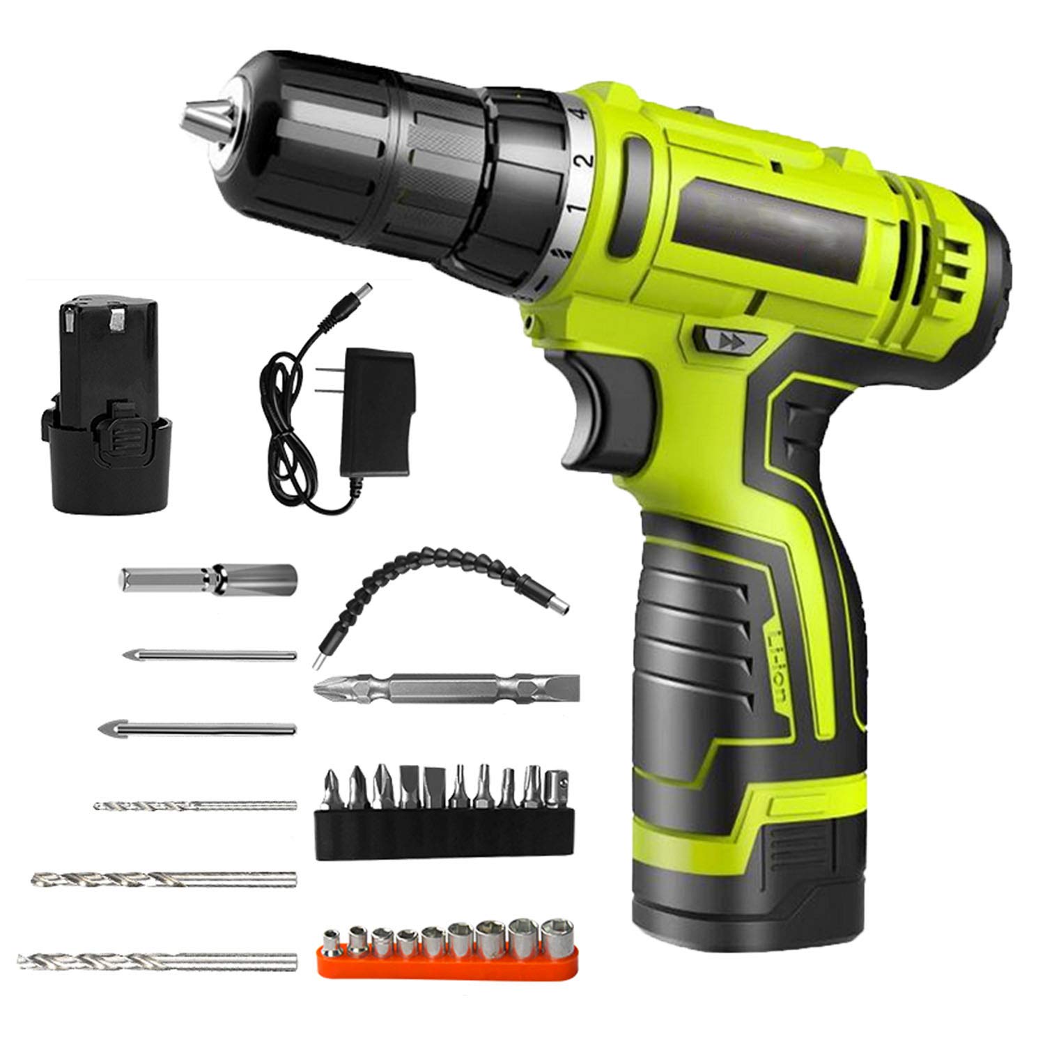 12V Rechargeable Lithium Electric Drill - Cordless Hand Drill with LED Light, Portable Power Tool Set for Home DIY & Hardware Projects | Perfect for Woodworking, Metal Drilling, and Household Repairs