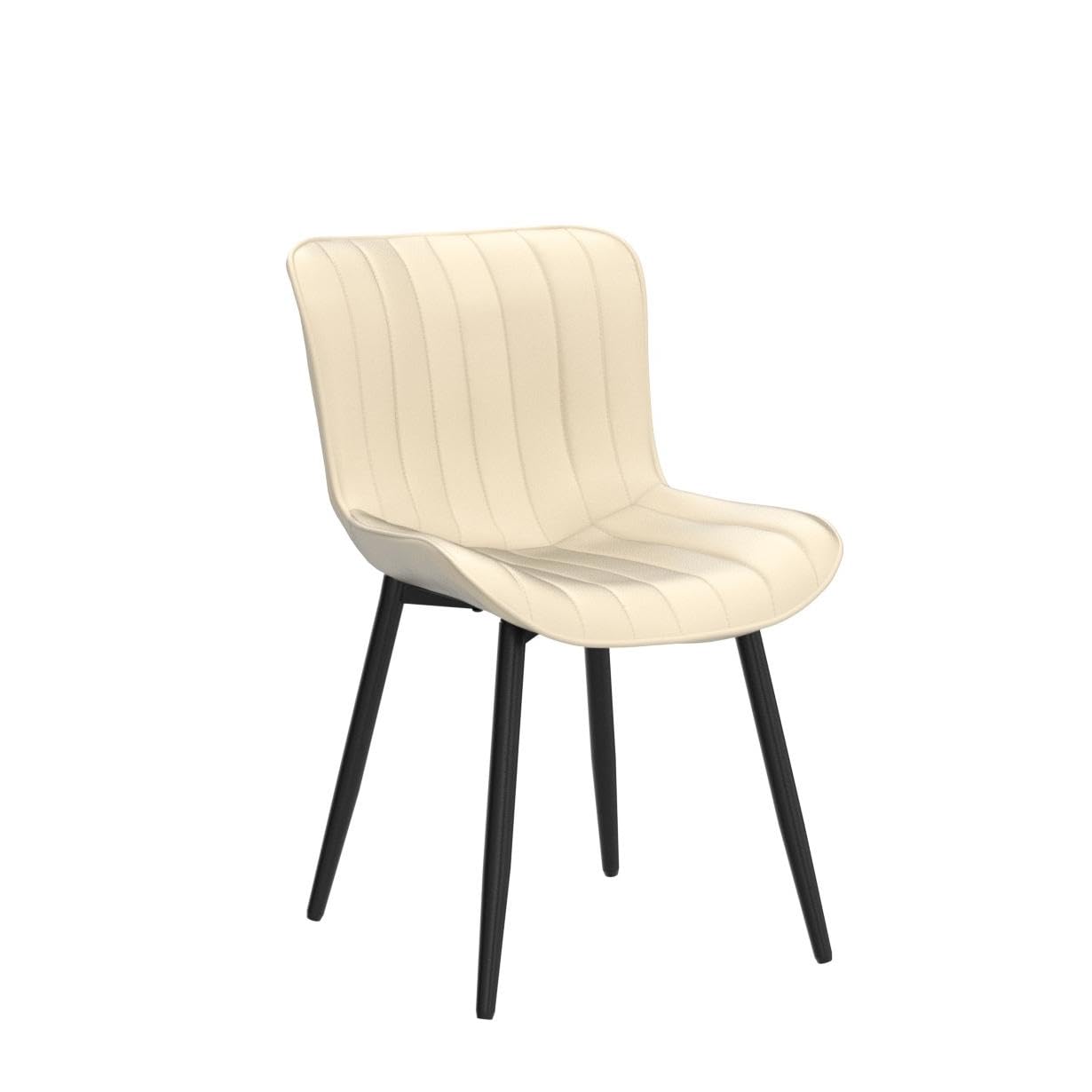 YOUNUOKE Beige Dining Chairs Set of 2 - Mid Century Modern Upholstered Kitchen Chairs with Faux Leather & Metal Legs - Armless Side Chairs for Dining Room, Living Room & Kitchen Decor