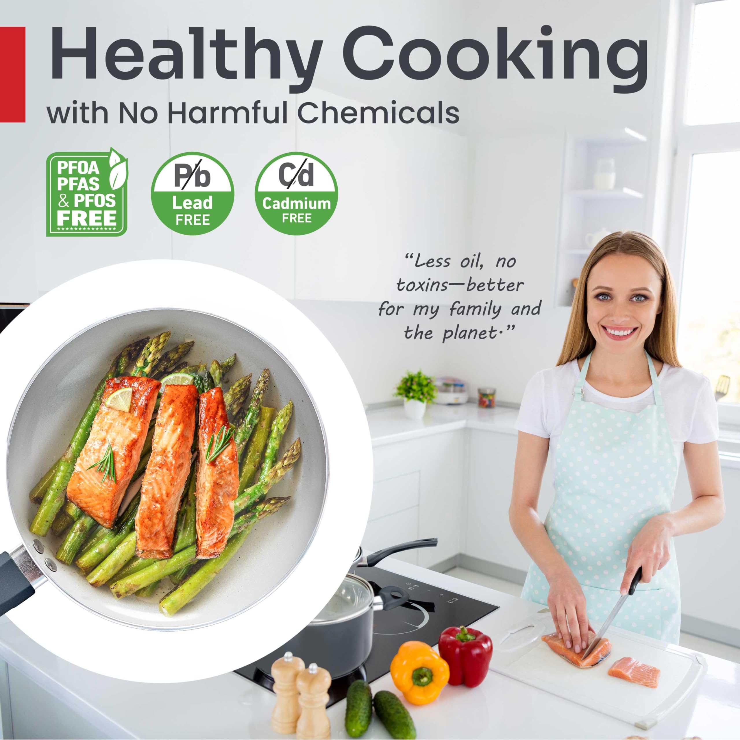 **Mueller 16-Piece Non-Toxic Ceramic Cookware Set – Healthy Stone Pots & Pans, Non-Stick, Dishwasher Safe – Includes Frying Pans, Sauce Pan, Steamer & Vented Glass Lids – Perfect for Healthy Cooking, Frying, Steaming & Everyday Kitchen Use**