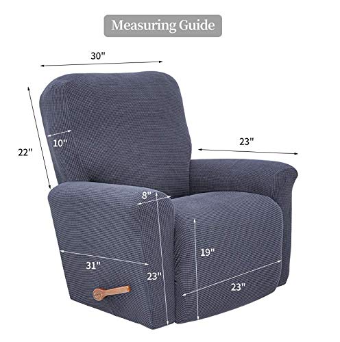 Stretch Recliner Slipcover Sofa Cover with Pockets - Spandex Jacquard Non-Slip Couch Protector - Navy Blue - Perfect for Living Room, Home Theater & Family Room Furniture Protection