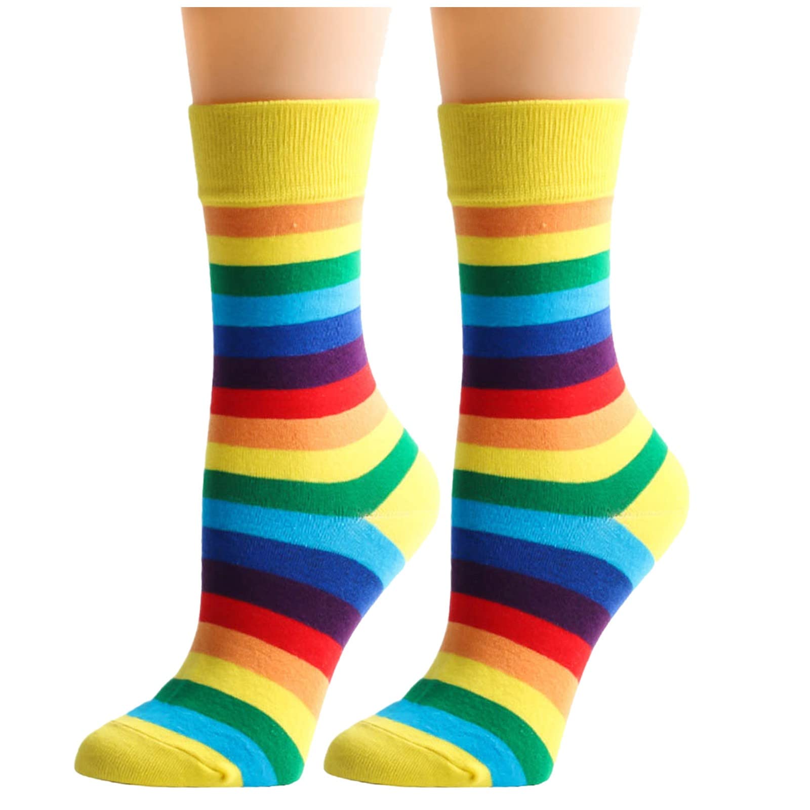 Colorful Rainbow Striped Socks for Men & Women - Soft Casual Crew Socks - Fun Gift for Girls & Teens - Perfect for Everyday Wear, Sports & Fashion Outfits