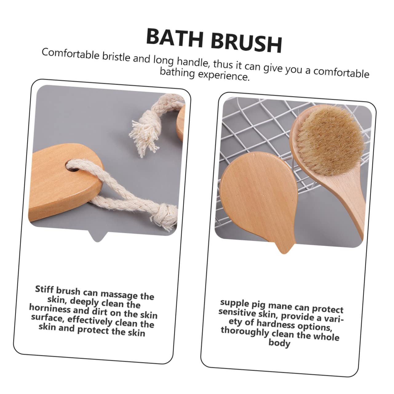 FOMIYES Wooden Body Scrub Brush for Adults - Exfoliating Shower Brush with Massage Bristles, Easy-Hanging Bath Scrubber for Smooth Skin | Perfect for Spa, Home Use & Gift Ideas