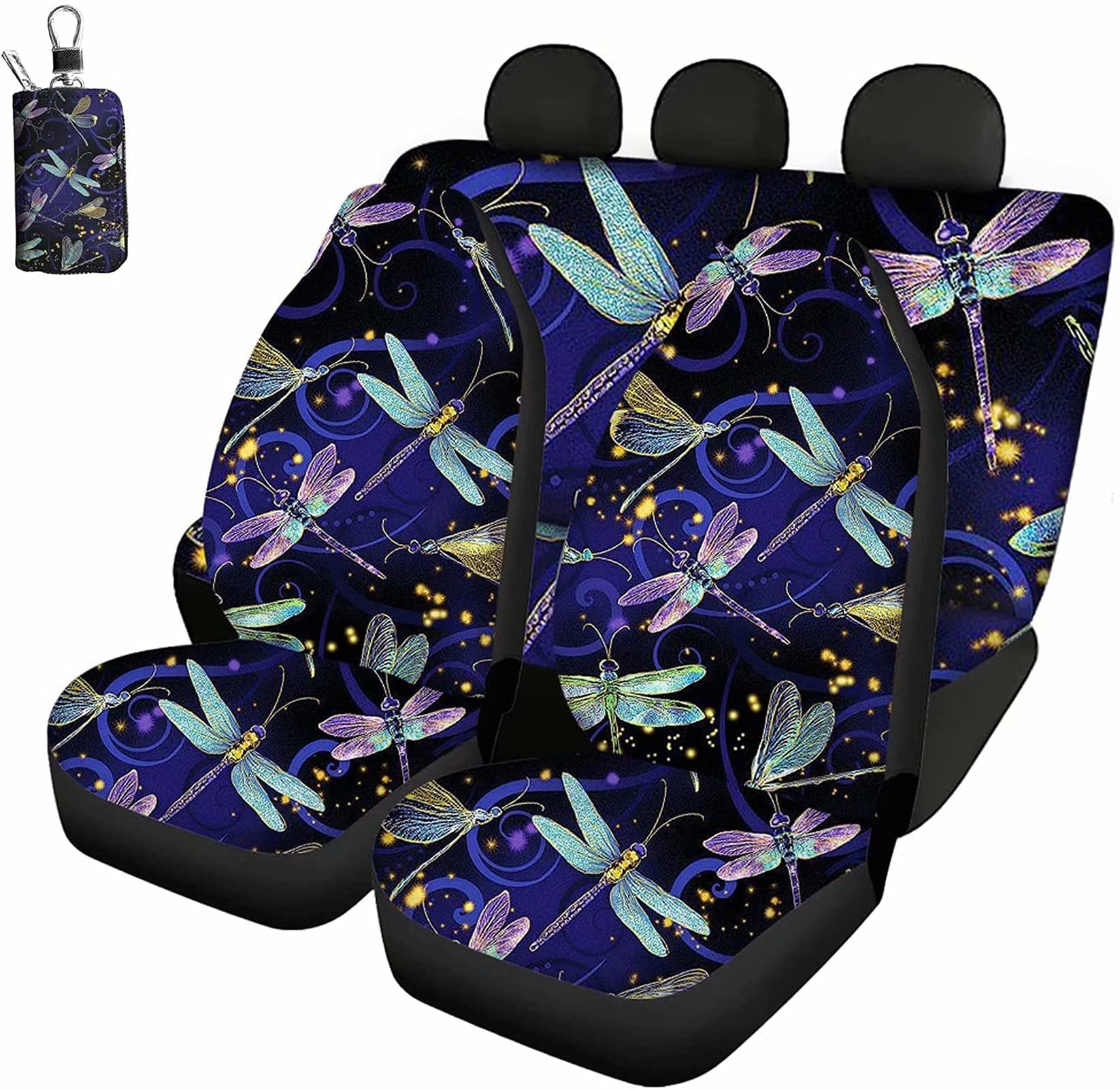 Aztec Dragonfly PU Leather Car Seat Covers Set - Universal Fit for Cars & SUVs - Stylish Auto Accessories for Women