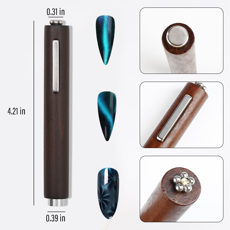 SILPECWEE 3-in-1 Cat Eye Magnet for Nails - Professional Gel Nail Polish Magnet Wand with Magnetic Nail Polish Gel - Multifunctional Nail Art Tools for Salon & Home Manicure - Perfect for Nail Art Decoration and DIY Nail Designs