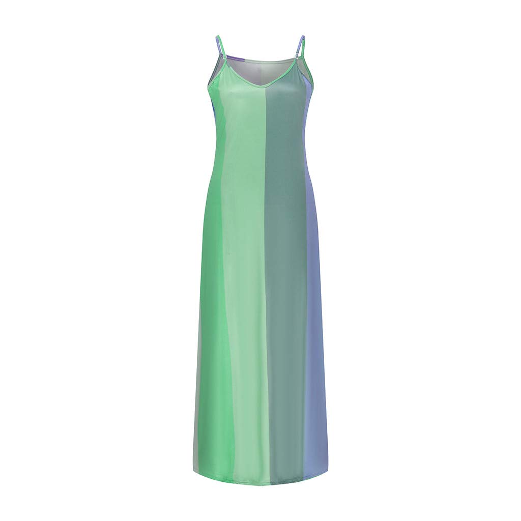 COOKI Women's Casual Sleeveless V-Neck Tie-Dye Maxi Dress - Plus Size Boho Long Dress for Summer Beach, Vacations & Outdoor Parties | Flowy Loose Fit