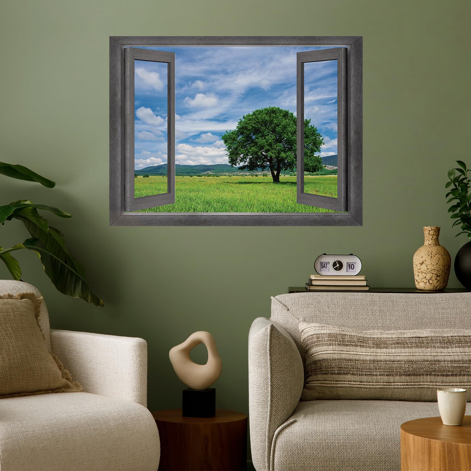 Wall26 - Open Window Countryside View Wall Mural - Removable Peel & Stick Wall Decal - 24x32 Inches Home Decor - Perfect for Living Room, Bedroom & Office Wall Art