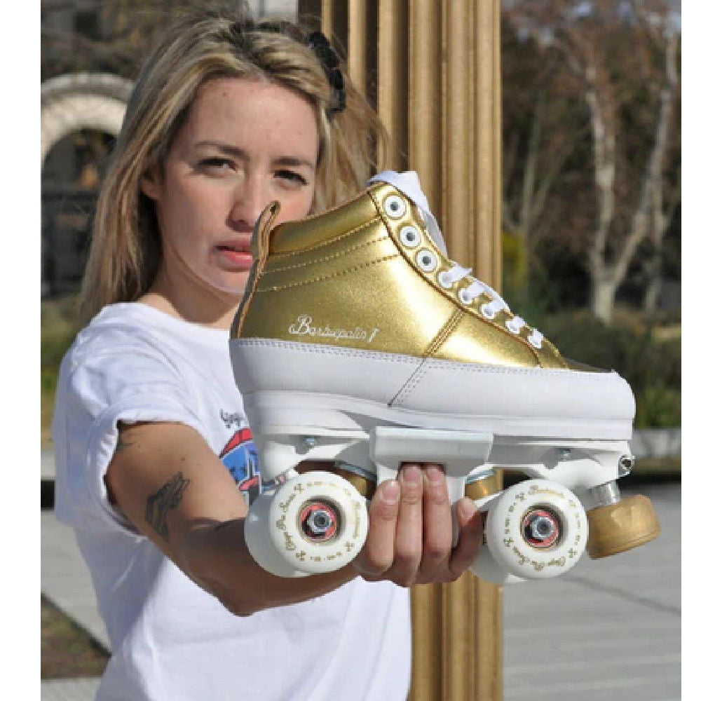 Chaya Park Kismet Barbie Pink & Gold Roller Skates for Women - Outdoor & Indoor Skating, Rink, Roller Derby, Fitness & Fun