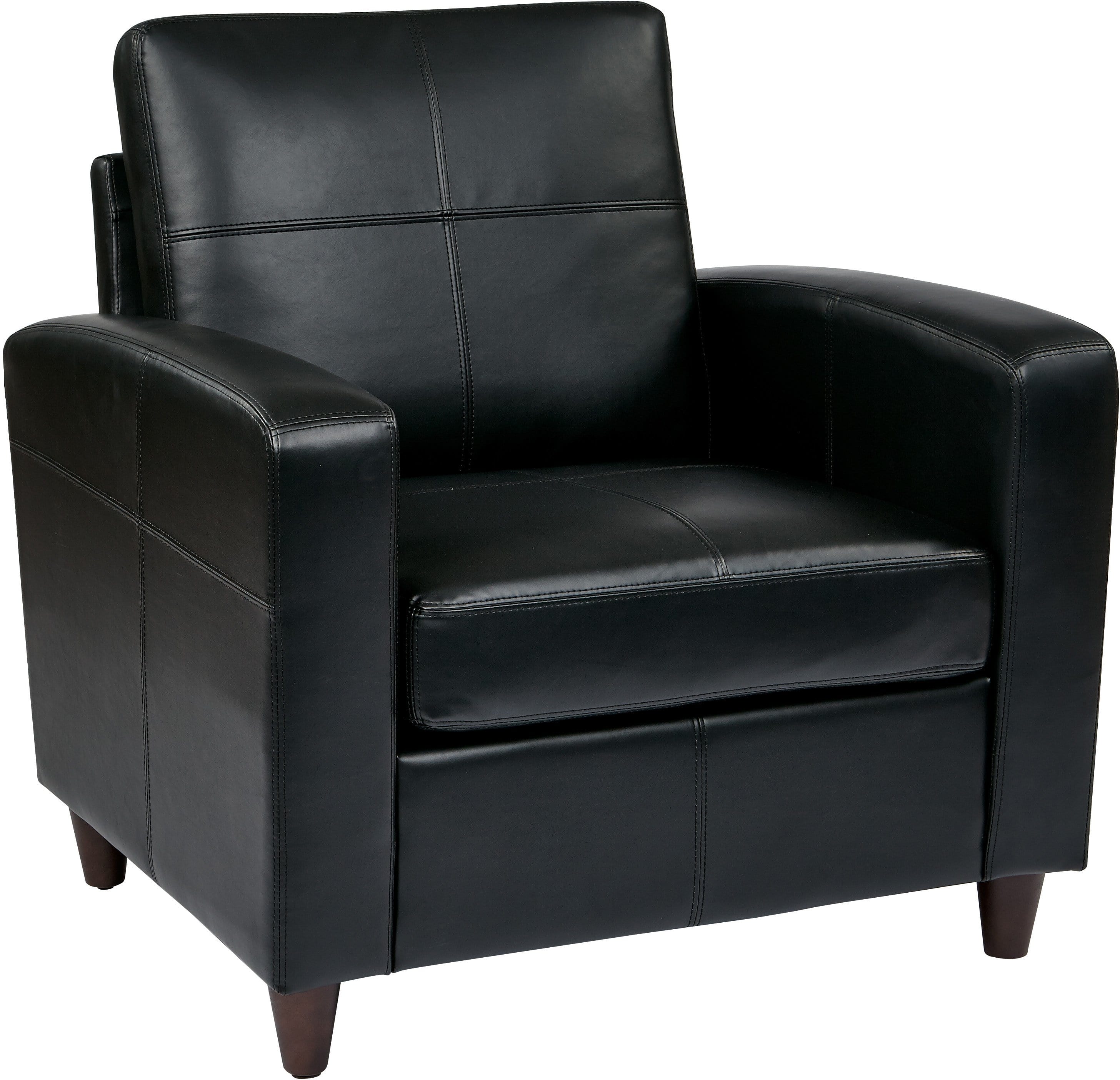OSP Furniture® Black or Espresso Bonded Leather Club Chair with Espresso Legs - SL2811 | Modern Living Room Seating for Home Office, Lounge & Entertainment Areas