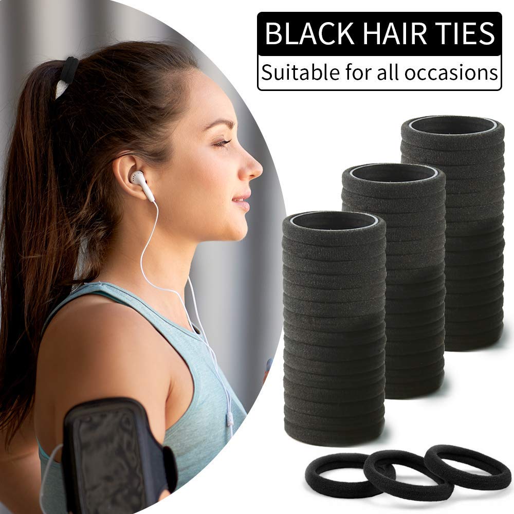 Starvis Thick Seamless Cotton Hair Ties - No Damage Hair Elastics for Women & Girls (30pcs, Black) | Soft Ponytail Holders for Workout, Yoga, Office & Everyday Use