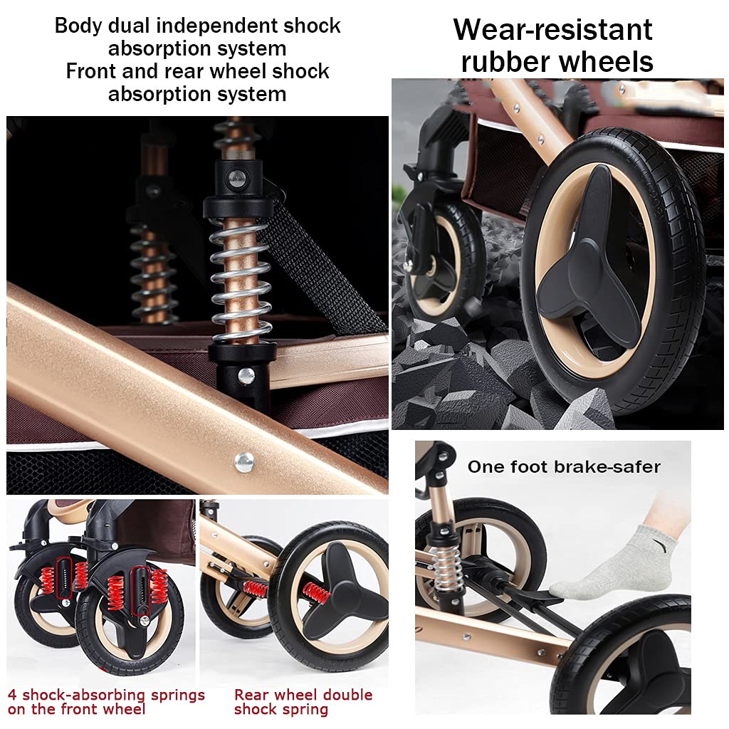 Foldable Baby Stroller with Footmuff - Lightweight Travel System for Toddlers & Infants, Adjustable Canopy & Shock-Absorbing Wheels, Brown - Perfect for Shopping, Travel & Daily Walks