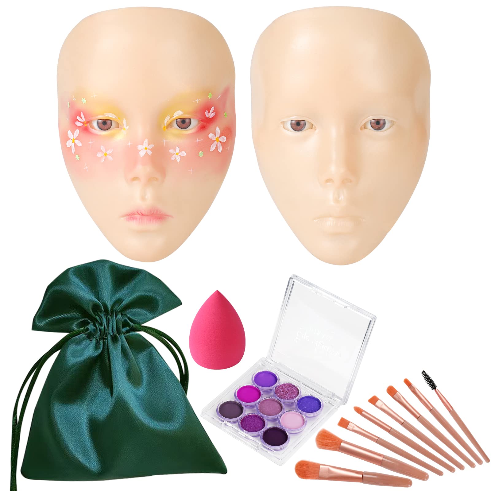 RCAMUNRE 5D Reusable Silicone Face Painting Practice Board - Professional Makeup Training Kit for Artists & Enthusiasts | Perfect for Self-Taught Learning, Salon Practice & Halloween Makeup Prep