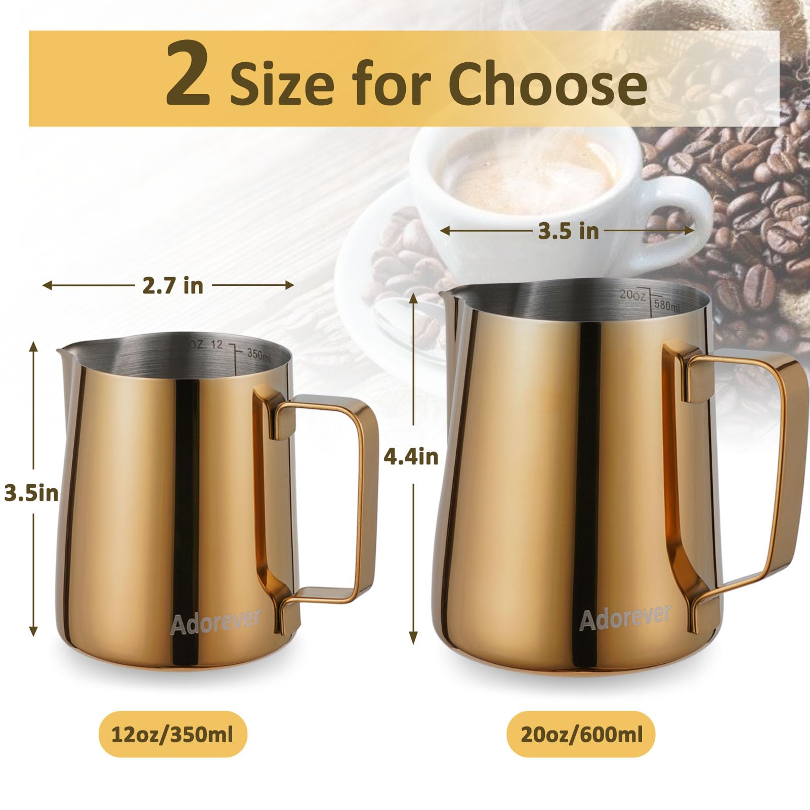 Premium 350ml (12oz) Stainless Steel Milk Frothing Pitcher for Barista - Rose Gold Coffee Steaming Jug with Latte Art Pen for Cappuccino, Latte & Macchiato | Perfect for Home Coffee Makers & Professional Cafes